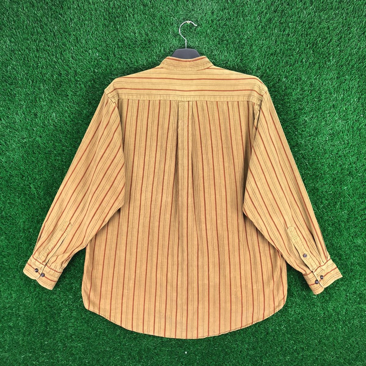 Flannel Vintage 80's Flannel Corduroy Striped Round Collar Size US L / EU 52-54 / 3 - 4 Thumbnail