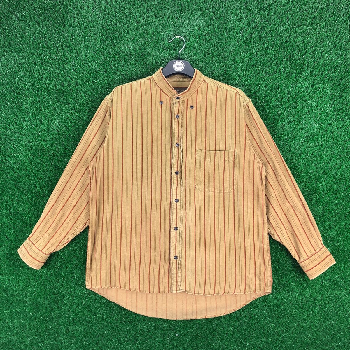 Flannel Vintage 80's Flannel Corduroy Striped Round Collar Size US L / EU 52-54 / 3 - 1 Thumbnail