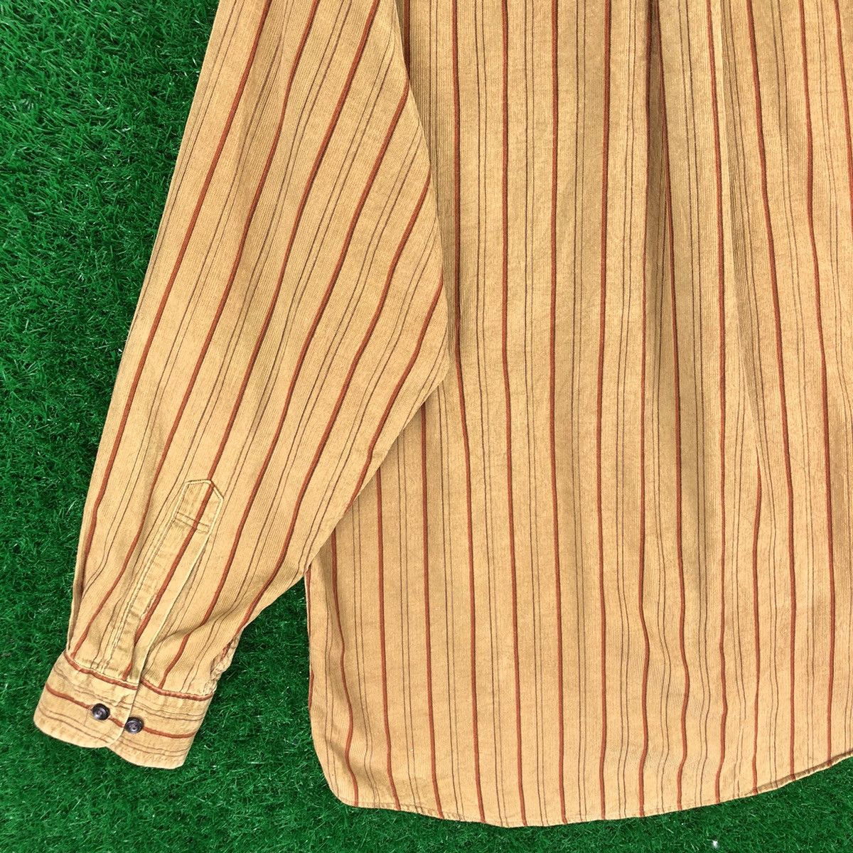 Flannel Vintage 80's Flannel Corduroy Striped Round Collar Size US L / EU 52-54 / 3 - 6 Thumbnail