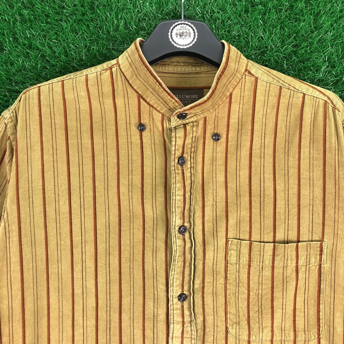 Flannel Vintage 80's Flannel Corduroy Striped Round Collar Size US L / EU 52-54 / 3 - 7 Thumbnail