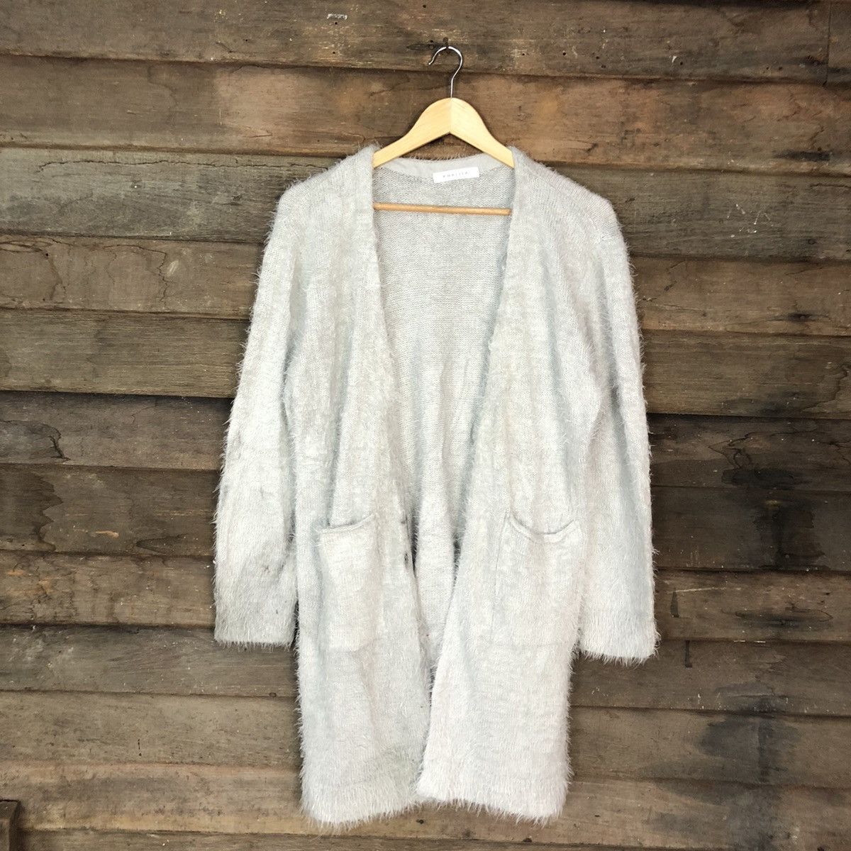 Homespun Knitwear DL Khalita Grey Mohair fur shaggy cardigan Knitwear #c1095 Size L / US 10 / IT 46 - 3 Thumbnail