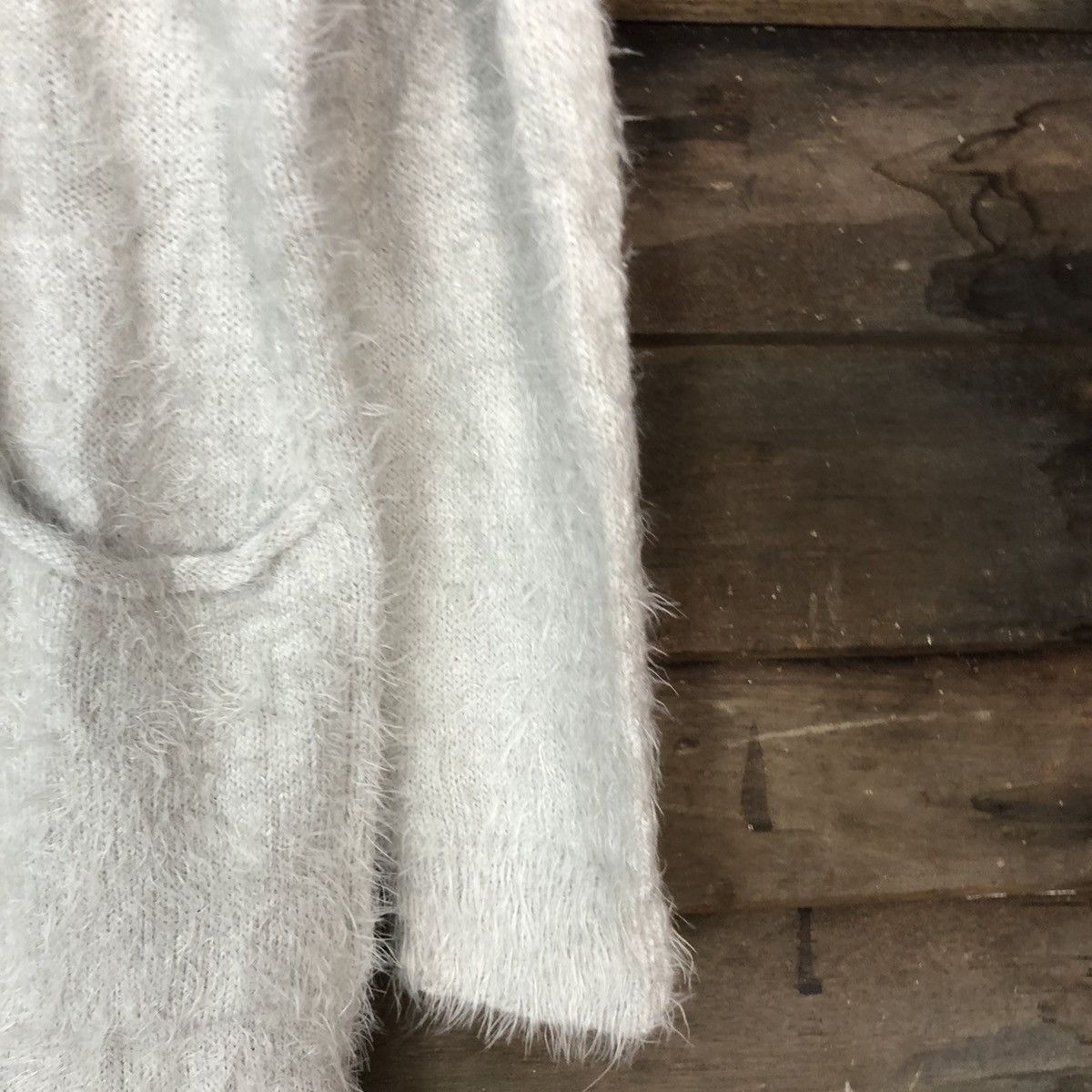 Homespun Knitwear DL Khalita Grey Mohair fur shaggy cardigan Knitwear #c1095 Size L / US 10 / IT 46 - 4 Thumbnail