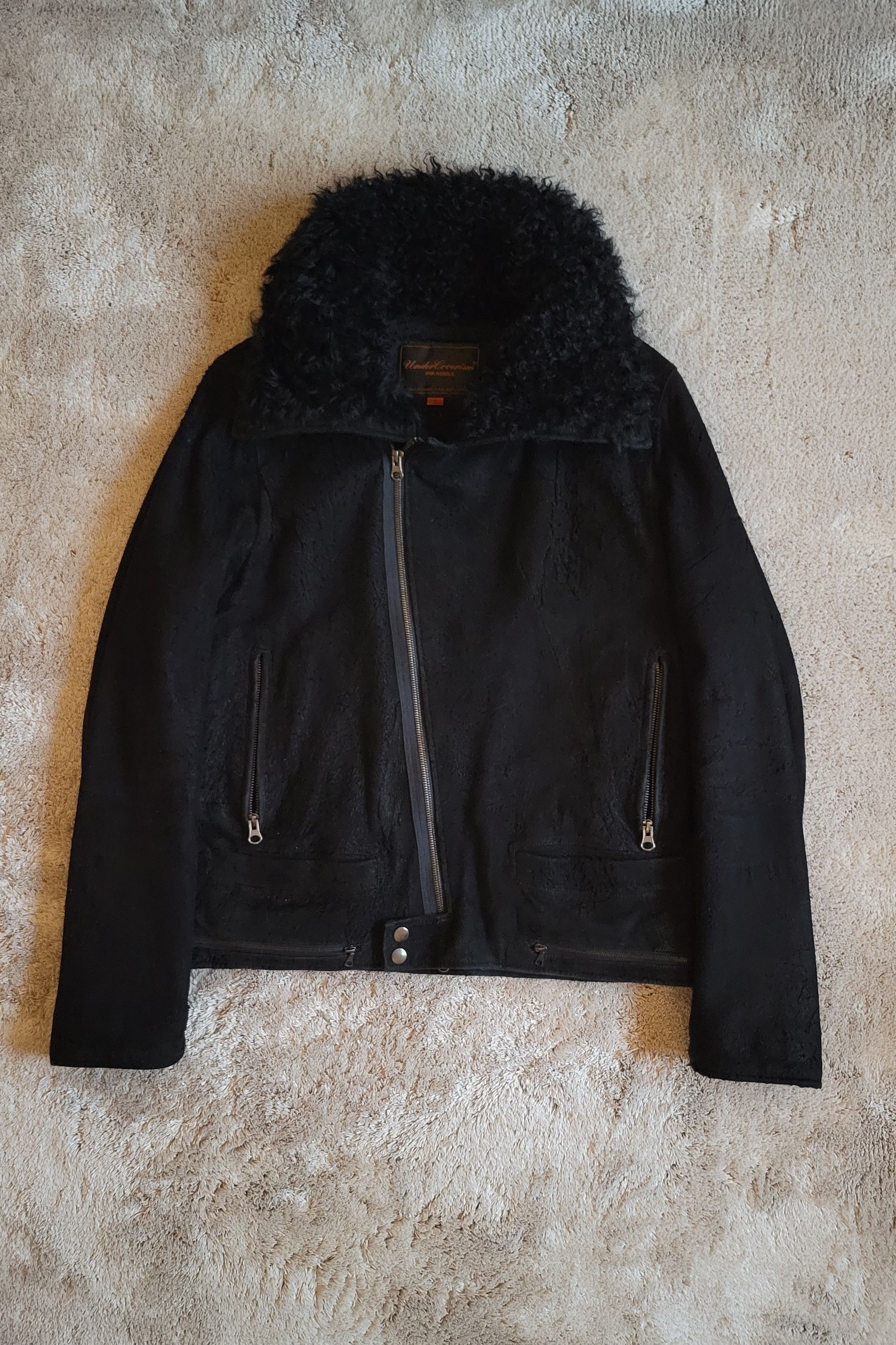 image of Undercover Aw06 Blistered Lamb Astro Leather Jacket in Black, Men's (Size Medium)