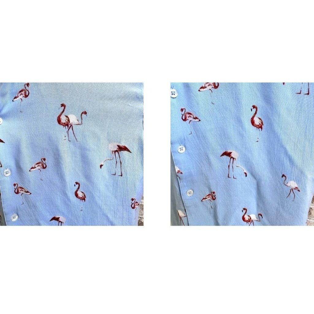 Vintage VTG Flamingo Shirt Medium Nickel Iron Blue Button Hawaii Size US M / EU 48-50 / 2 - 5 Thumbnail