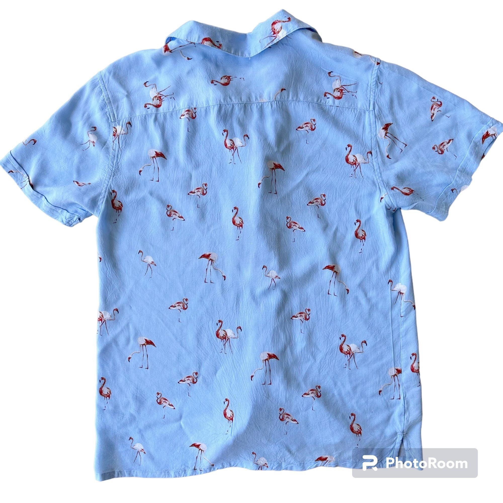 Vintage VTG Flamingo Shirt Medium Nickel Iron Blue Button Hawaii Size US M / EU 48-50 / 2 - 9 Thumbnail