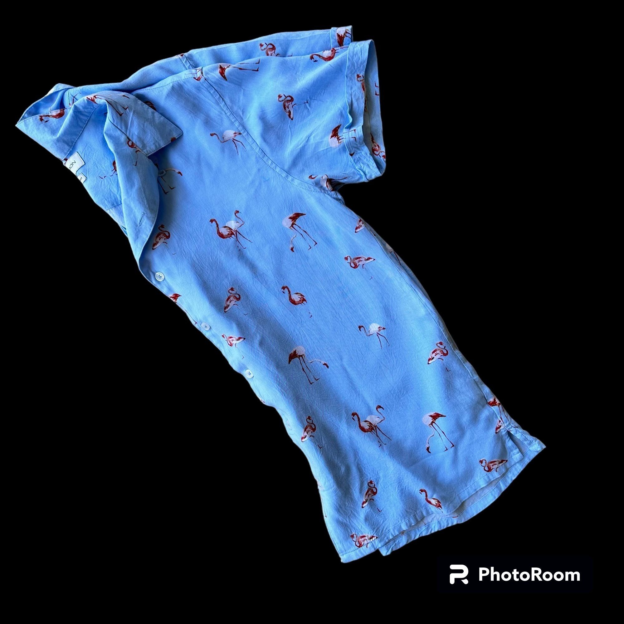 Vintage VTG Flamingo Shirt Medium Nickel Iron Blue Button Hawaii Size US M / EU 48-50 / 2 - 11 Thumbnail