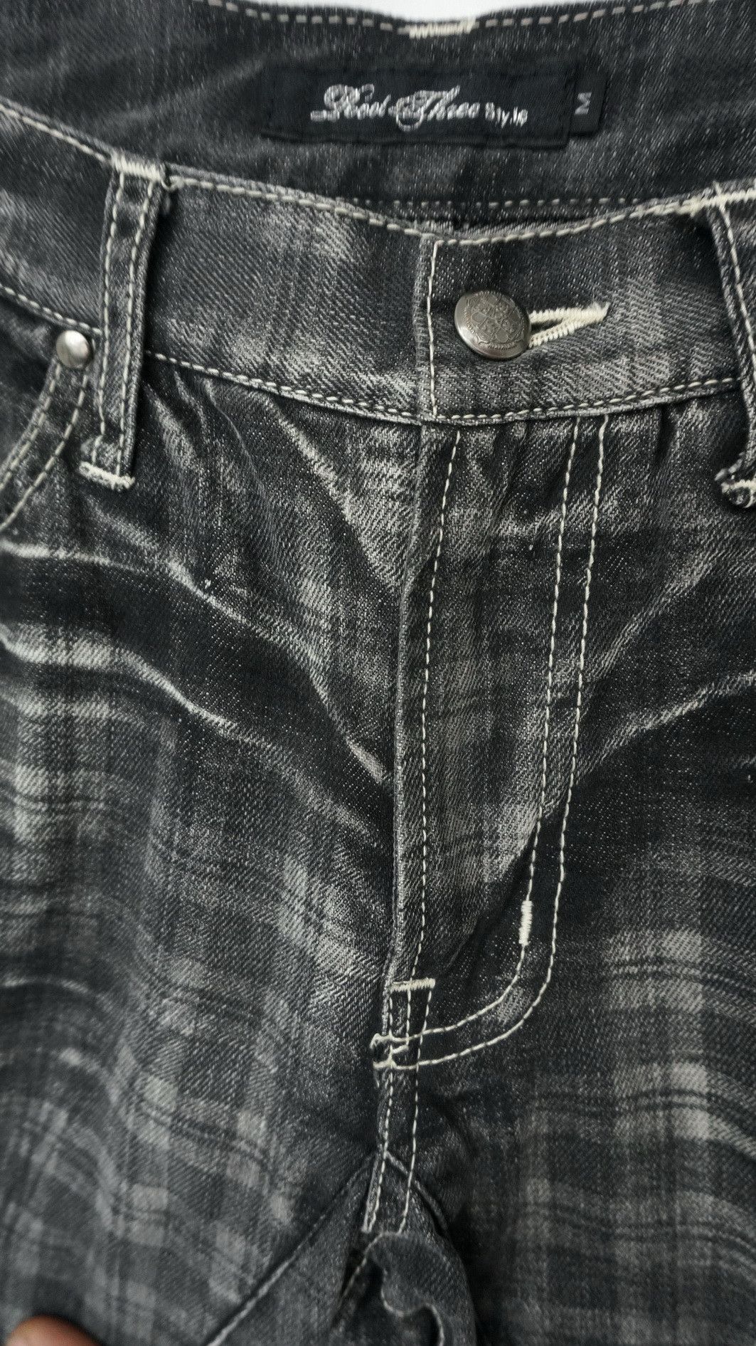 Japanese Brand VTG 🔥🇯🇵ROOT THREE Japan Check Distressed Jeans Size US 30 / EU 46 - 8 Thumbnail