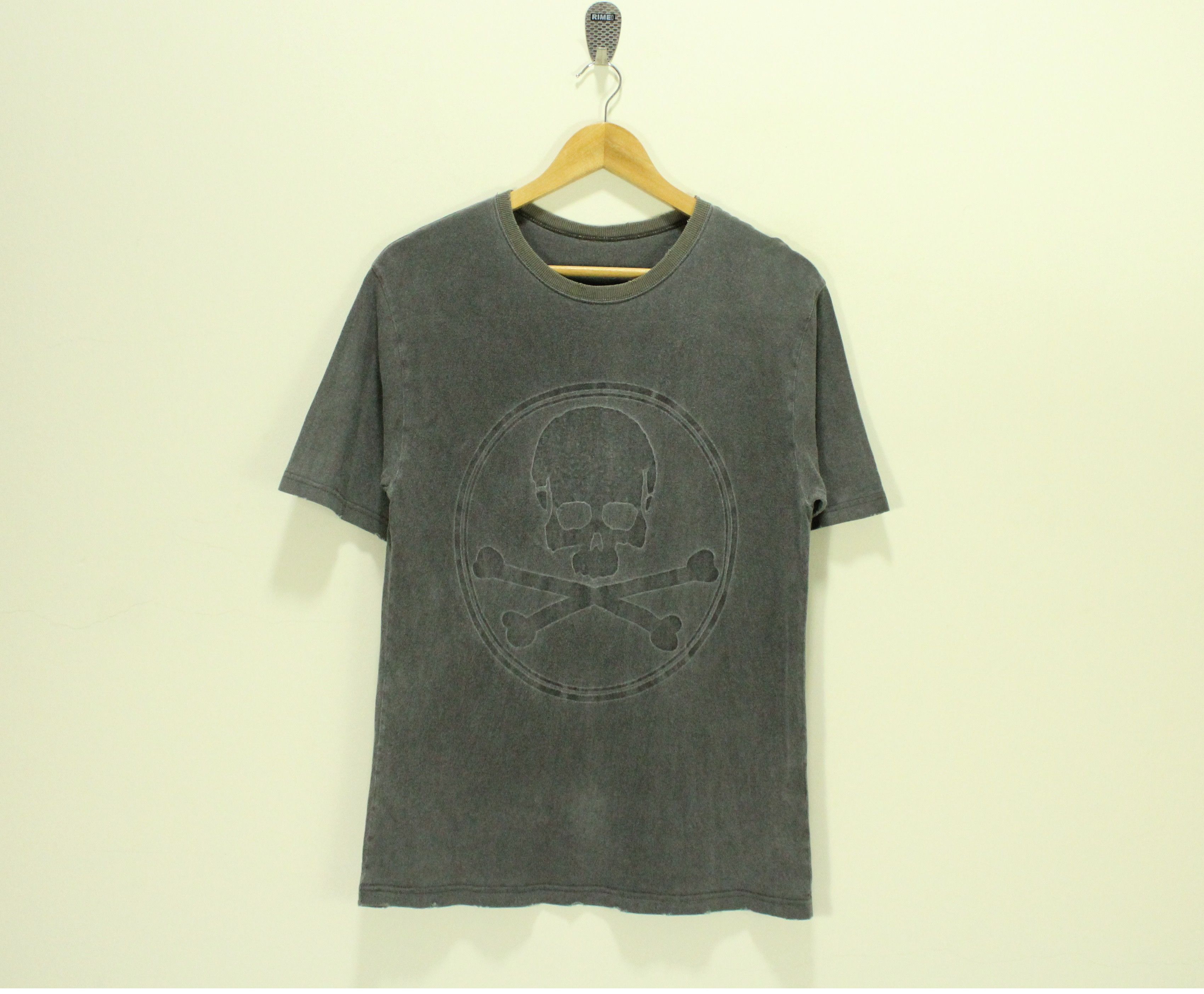 image of If Six Was Nine x Random Skull Random T Shirt Reverse Printed Distressed Sunfaded (Size Small)