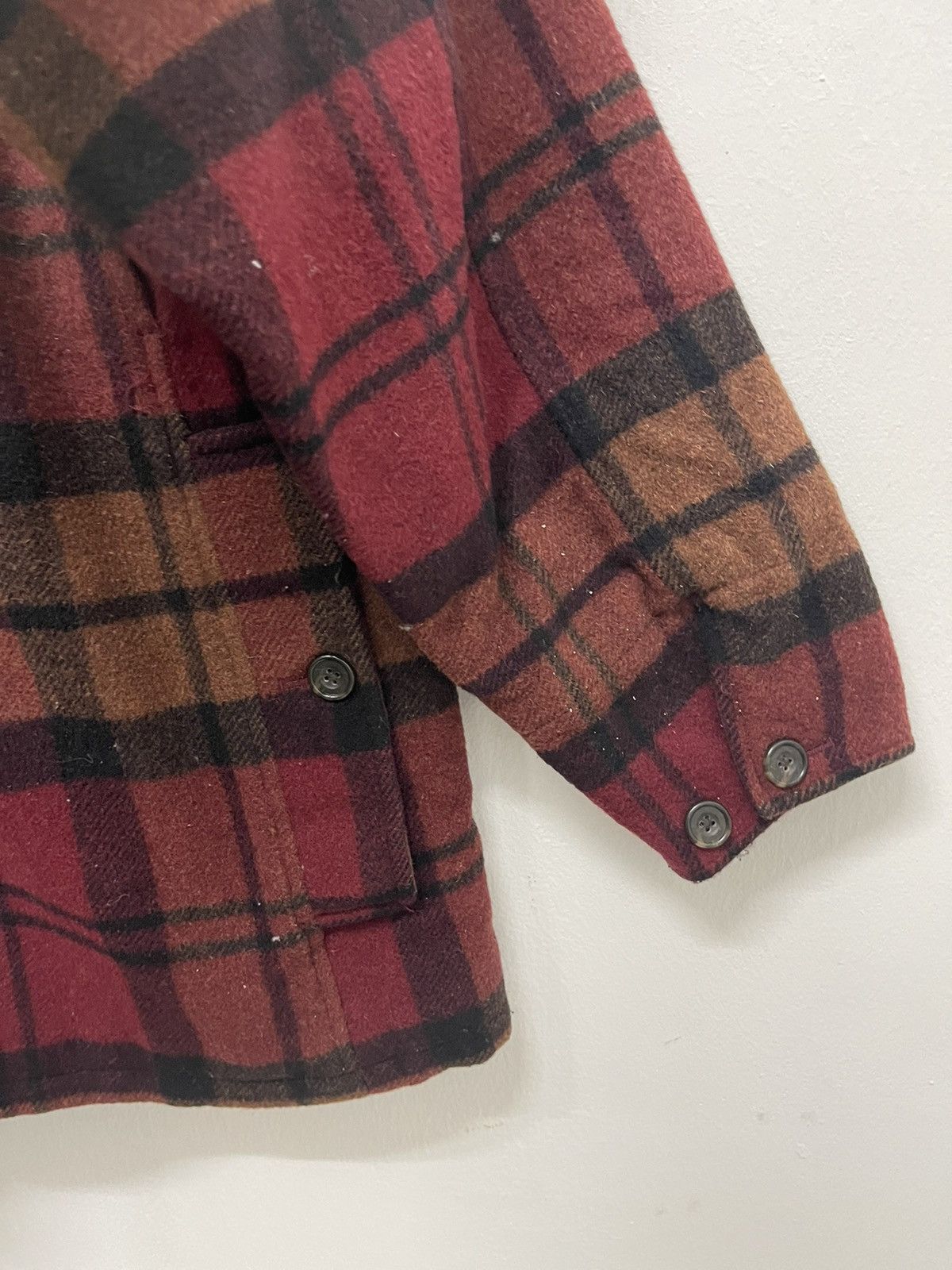 Tommy Hilfiger True Vintage Tommy Hilfiger Tartan Heavy Wool Leather Collar Size US XL / EU 56 / 4 - 6 Thumbnail