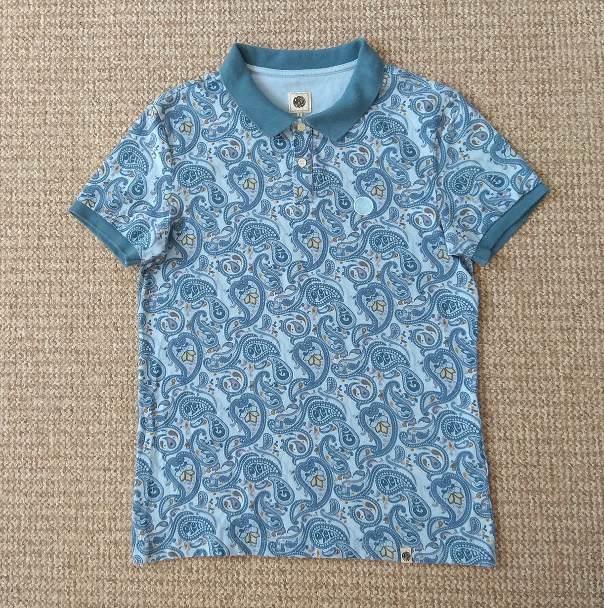 Pretty Green Pretty Green Paisley Flowered Print Polo Shirt in Blue Size US S / EU 44-46 / 1 - 1 Thumbnail