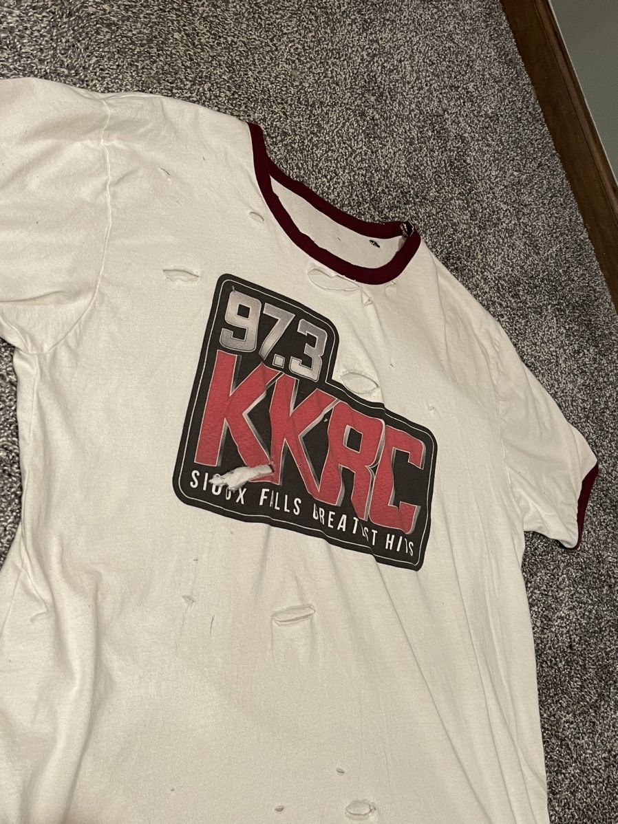 Japanese Brand × Vintage Vintage Thrashed Distressed KKRC Radio Ringer Shirt Size US L / EU 52-54 / 3 - 4 Thumbnail