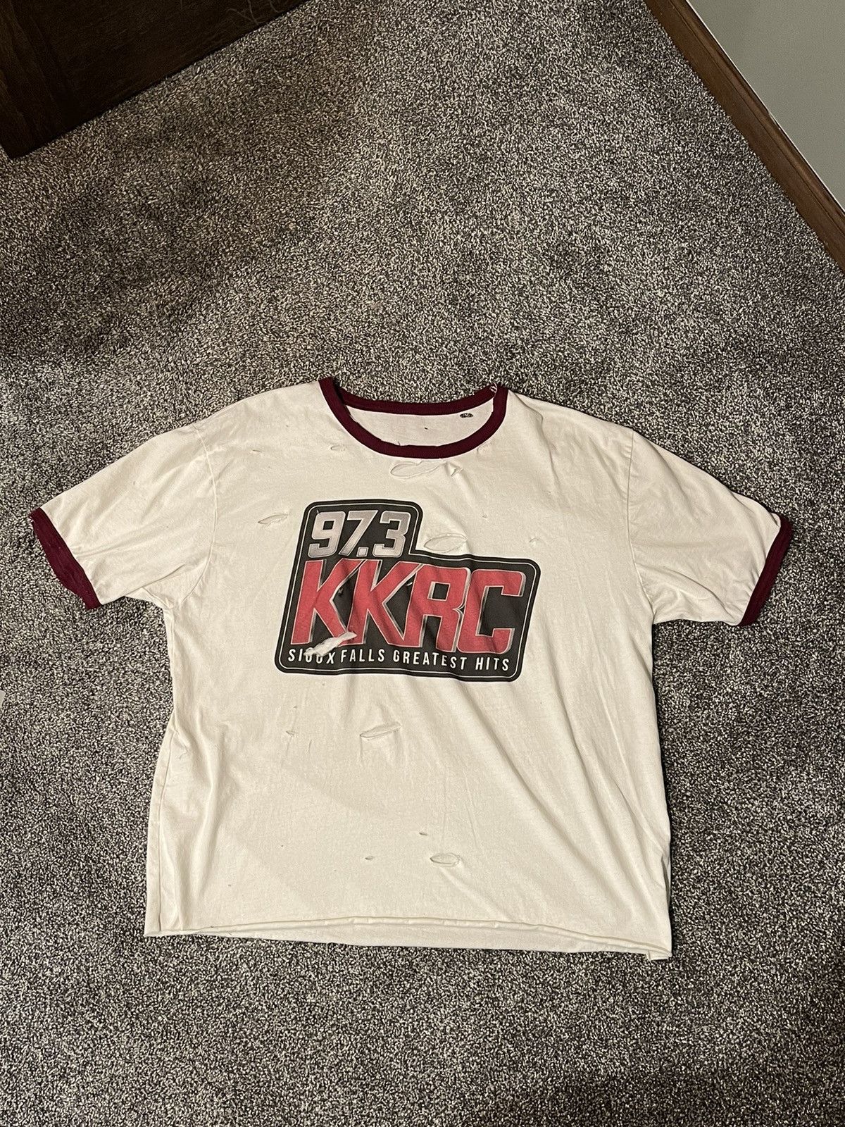 Japanese Brand × Vintage Vintage Thrashed Distressed KKRC Radio Ringer Shirt Size US L / EU 52-54 / 3 - 3 Thumbnail