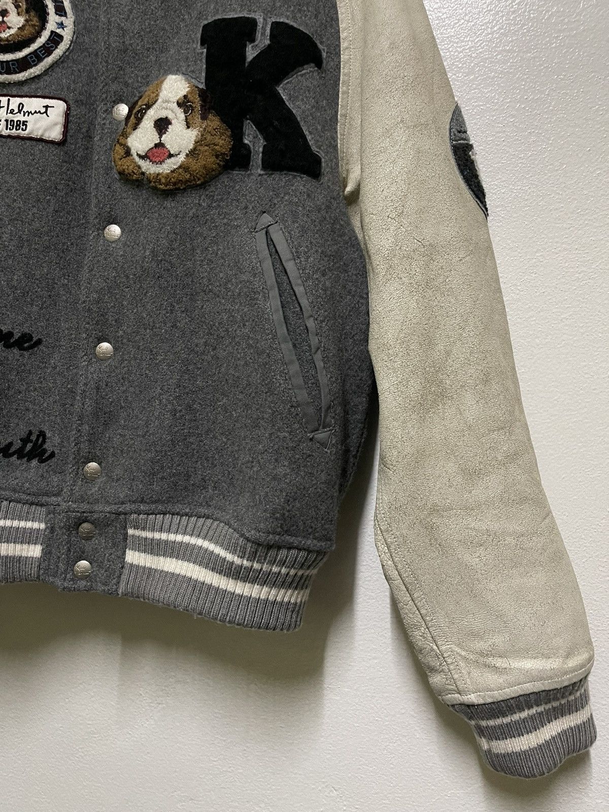 Japanese Brand Karl Helmut Varsity Wool Leather Jacket Size US M / EU 48-50 / 2 - 10 Thumbnail