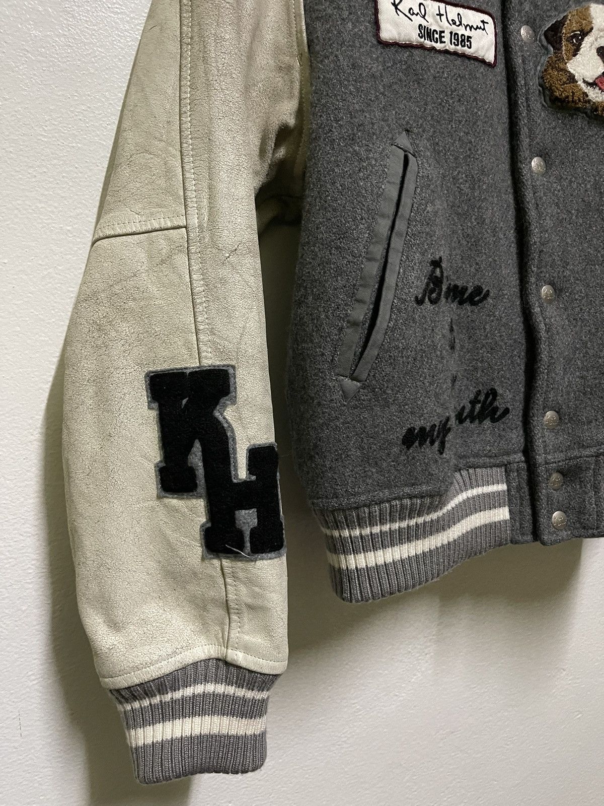 Japanese Brand Karl Helmut Varsity Wool Leather Jacket Size US M / EU 48-50 / 2 - 4 Thumbnail