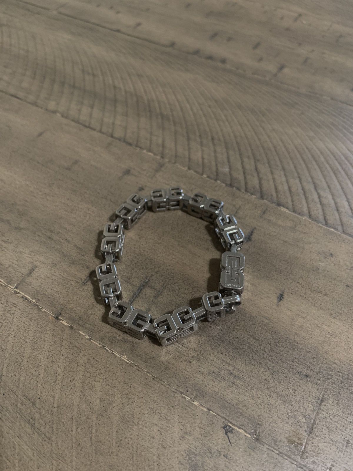 image of Givenchy Silver GG Lock Bracelet, Men's