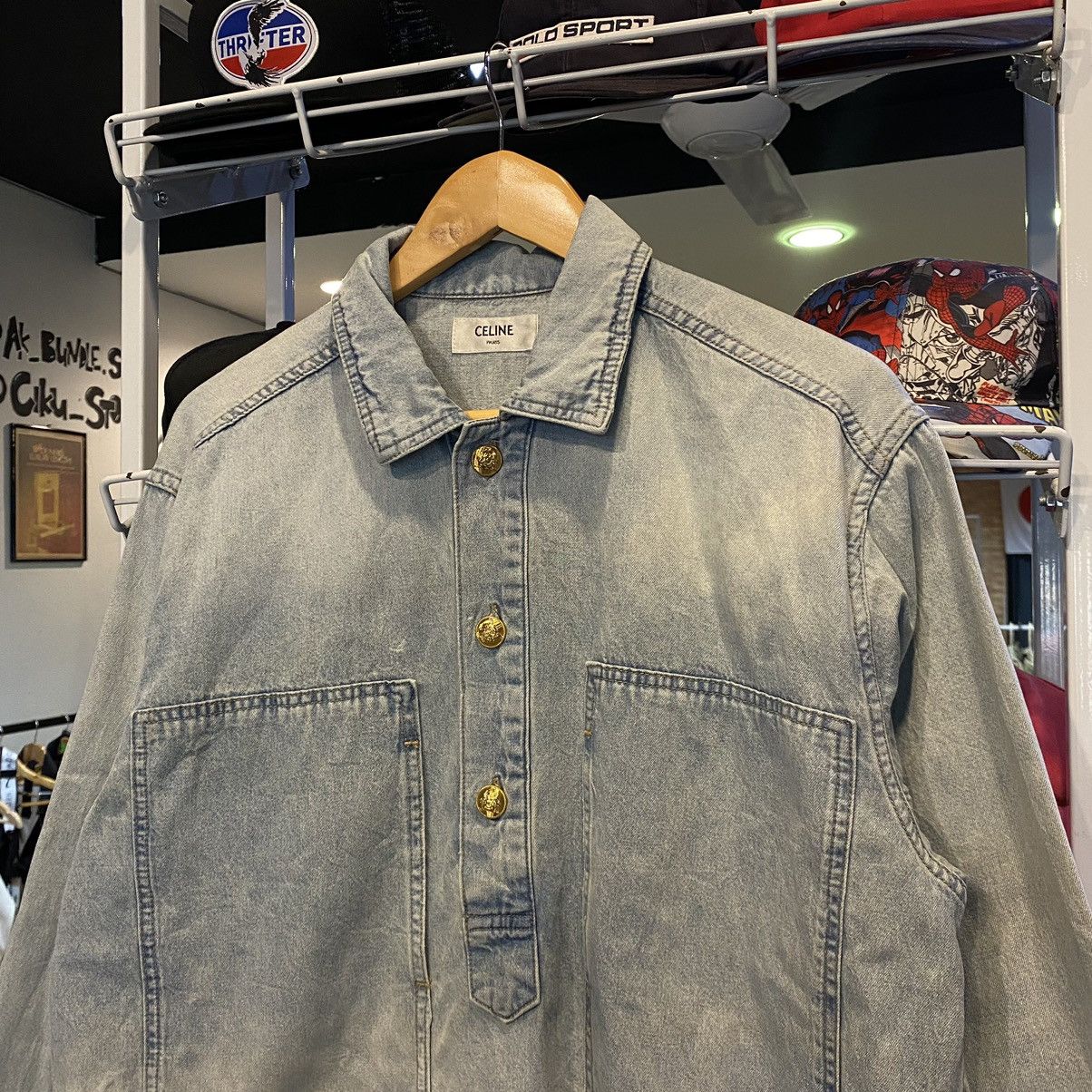 Celine × Hedi Slimane Celine Paris Denim Jacket Half Button Size XS / US 0-2 / IT 36-38 - 3 Thumbnail