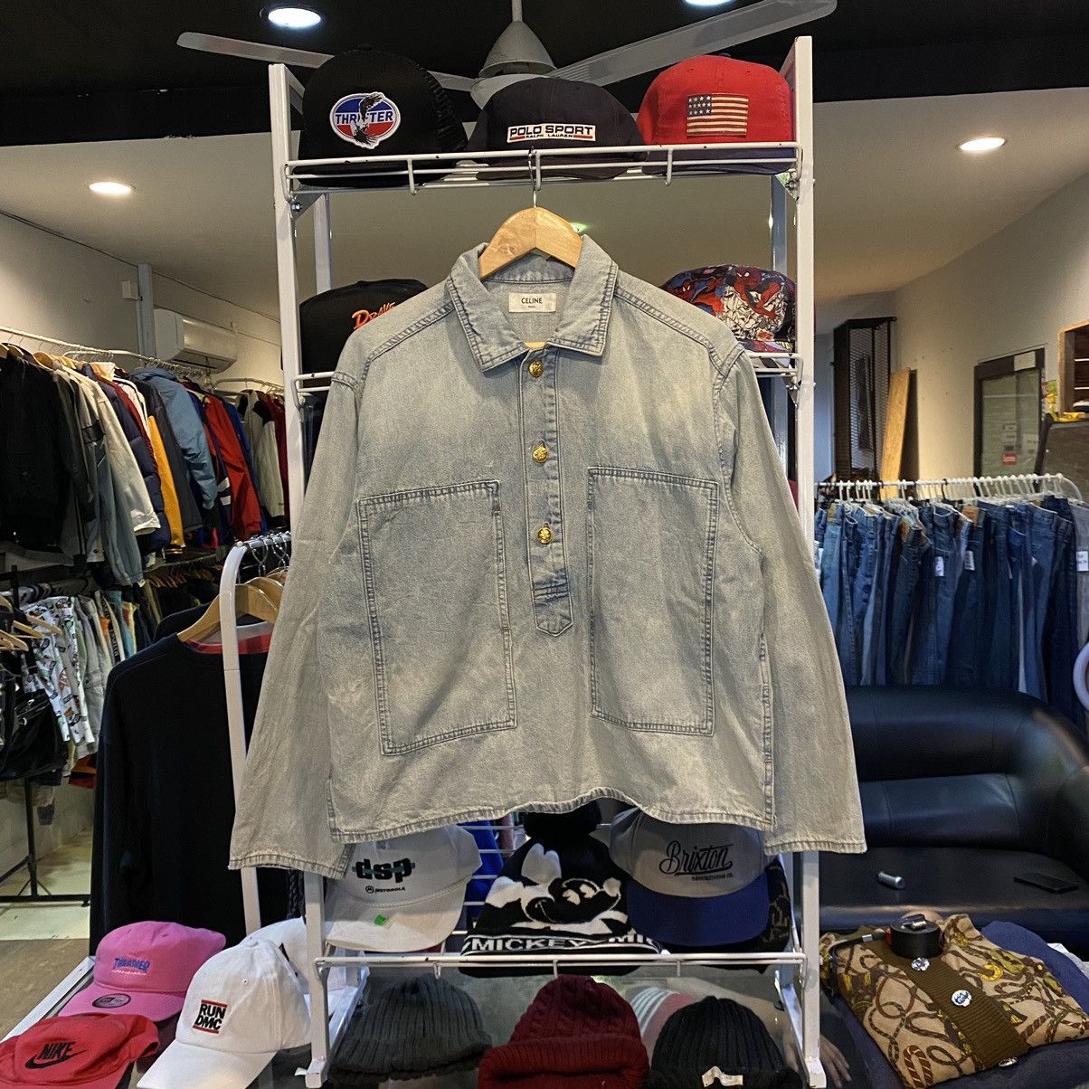 Celine × Hedi Slimane Celine Paris Denim Jacket Half Button Size XS / US 0-2 / IT 36-38 - 1 Thumbnail