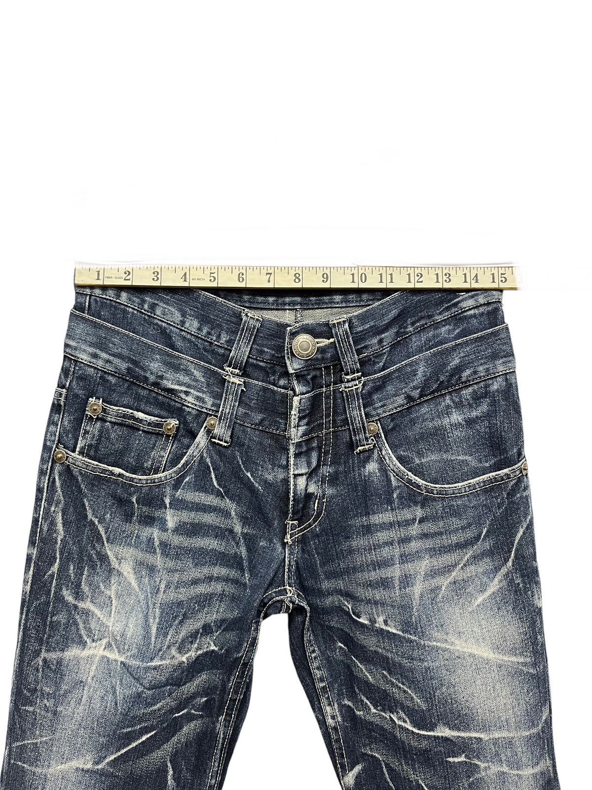 Japanese Brand FYE🔥NYLAUS PREMIUM Double Waist Flare Punk Whiskers Jeans Size US 30 / EU 46 - 12 Thumbnail