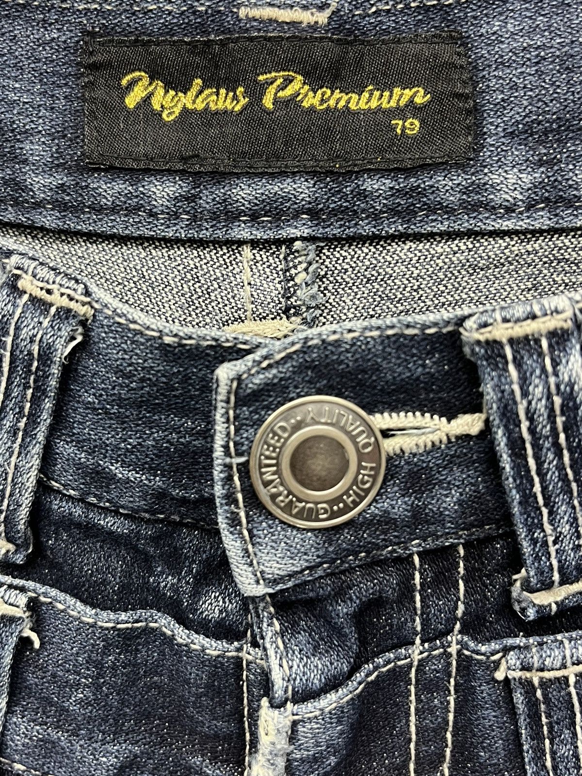 Japanese Brand FYE🔥NYLAUS PREMIUM Double Waist Flare Punk Whiskers Jeans Size US 30 / EU 46 - 10 Thumbnail