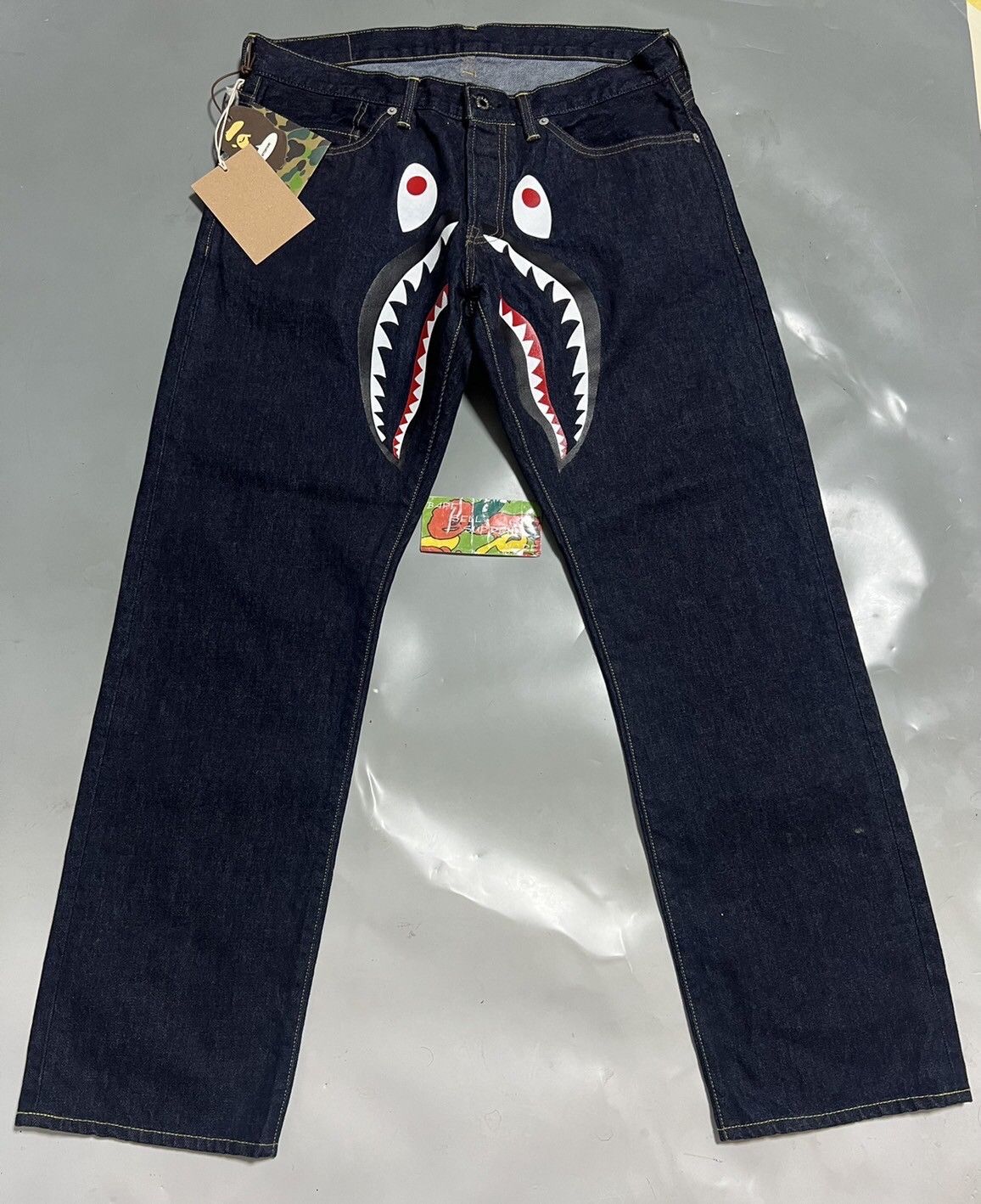 BAPE Shark Washed Wide Fit Denim Pants Black