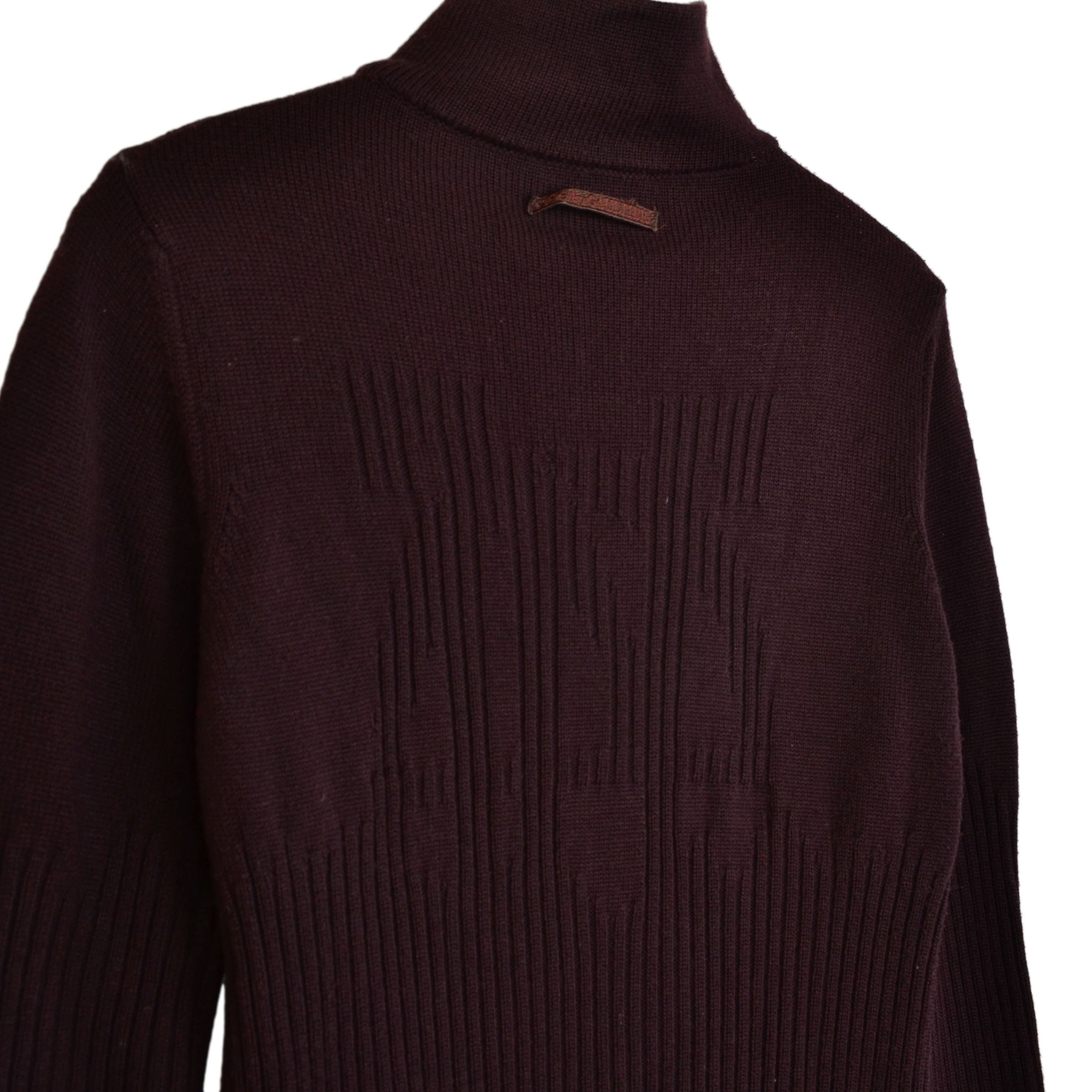 Jean Paul Gaultier Jean Paul Gaultier Sweater Wool JPG Logo Zip Burgundy Size M / US 6-8 / IT 42-44 - 1 Thumbnail