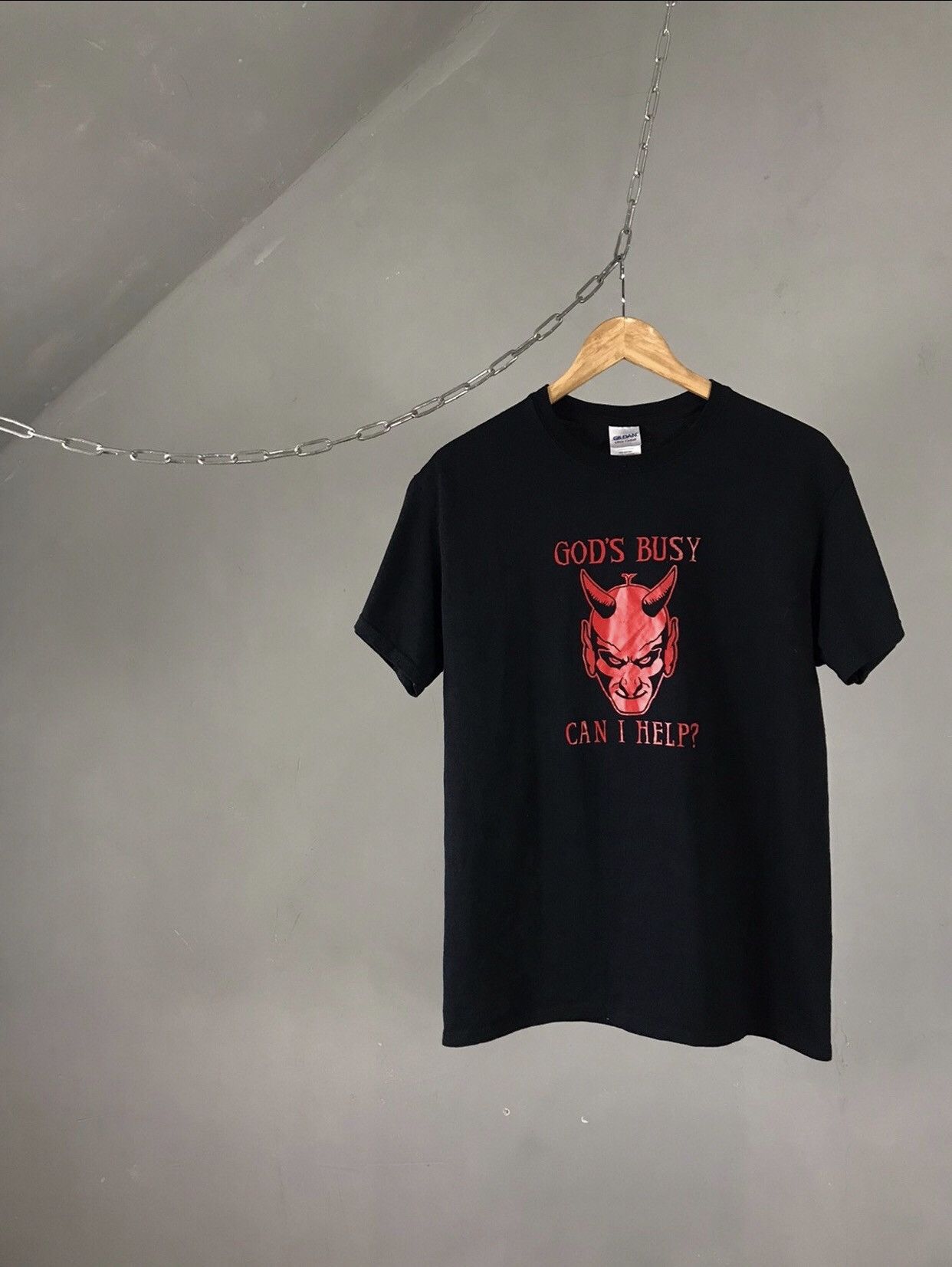 Vintage Vintage God’s Busy Satan Devil Evil Tee Size US M / EU 48-50 / 2 - 1 Thumbnail