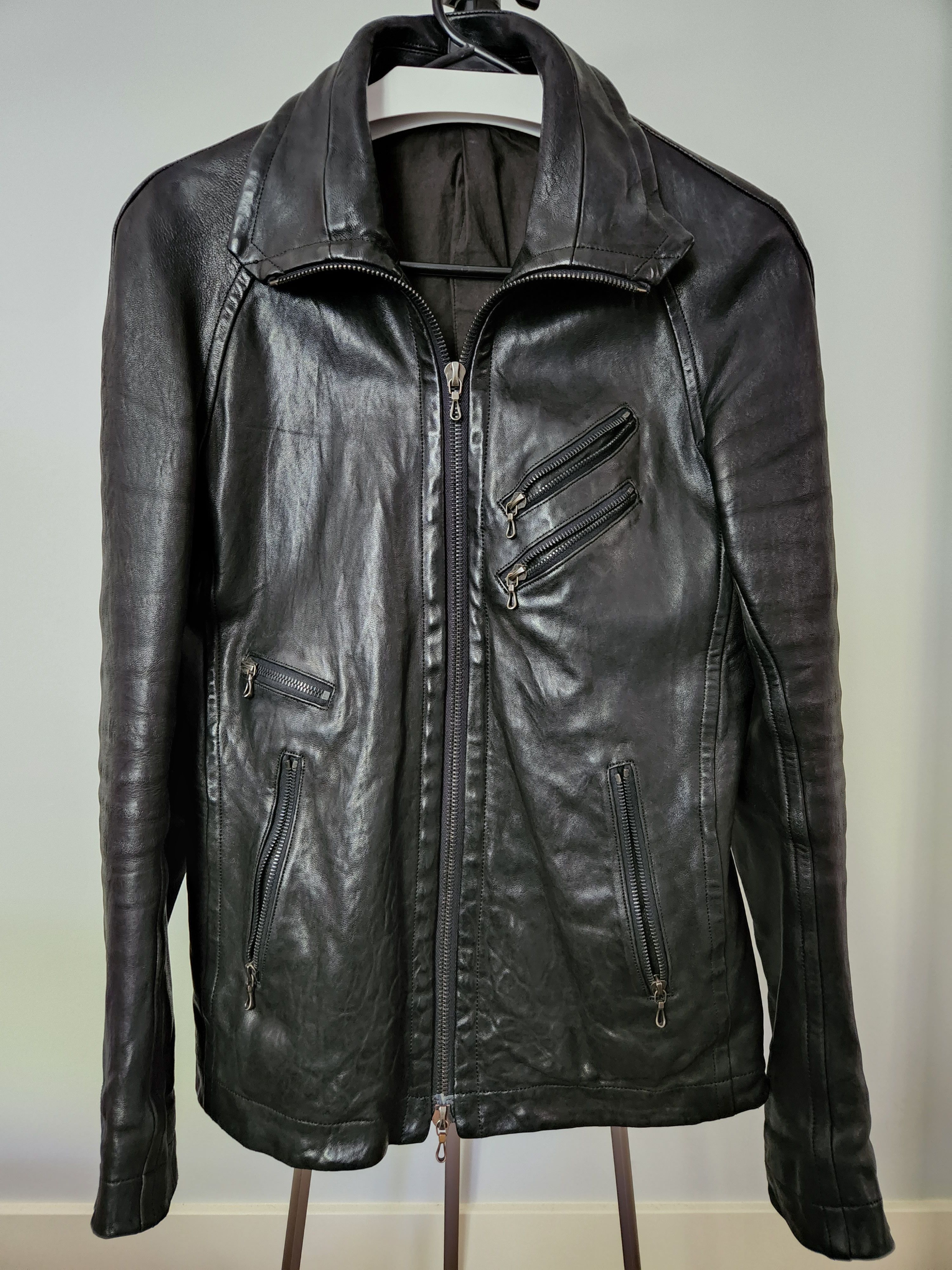 Julius _7 08 S/S Jut Neck Leather Jacket | Grailed