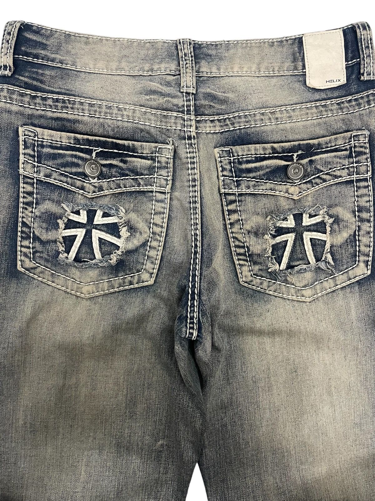 If Six Was Nine Japanese Brand Cross Design Mud Wash Relaxed Flare Jeans Size US 30 / EU 46 - 13 Thumbnail