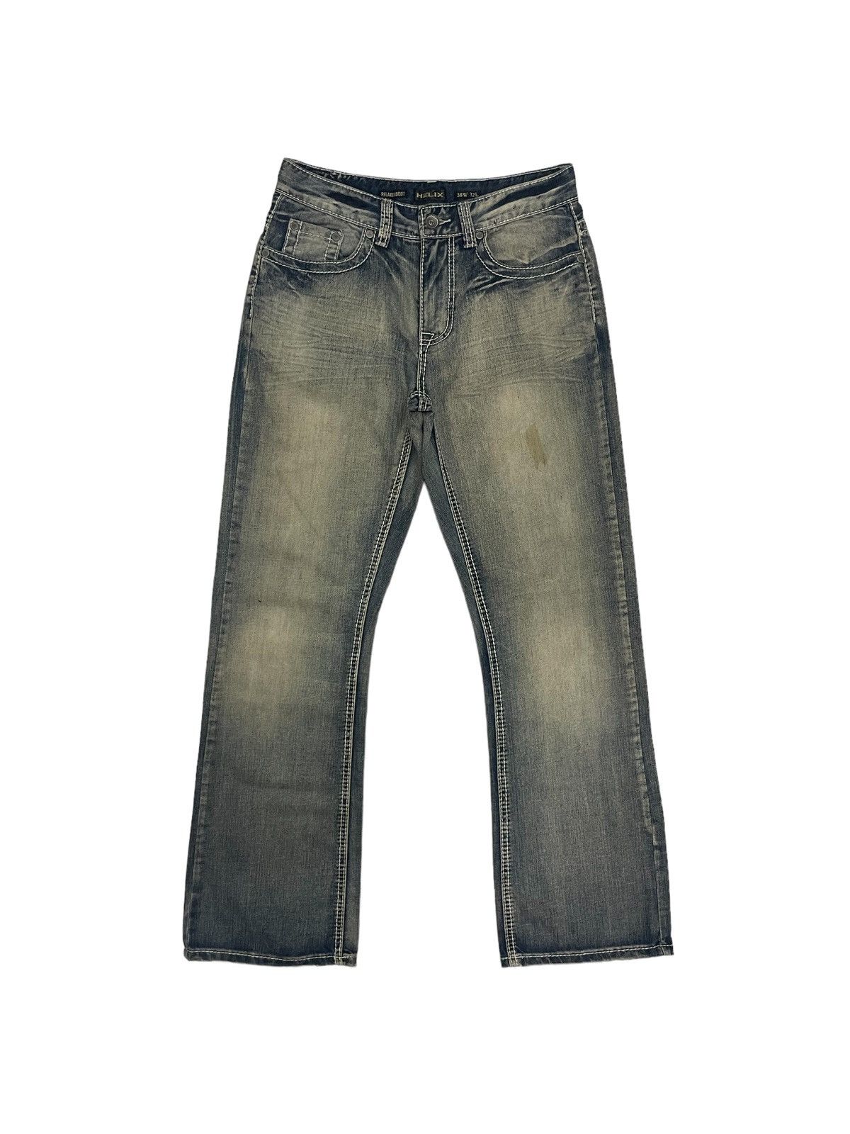 If Six Was Nine Japanese Brand Cross Design Mud Wash Relaxed Flare Jeans Size US 30 / EU 46 - 5 Thumbnail