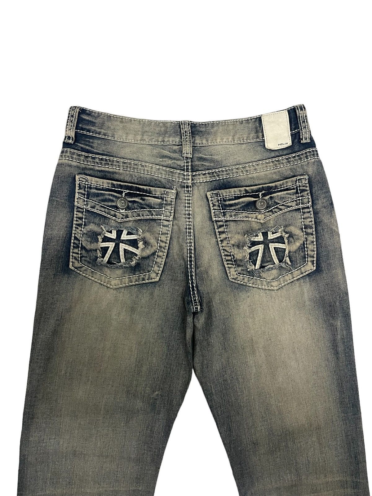 If Six Was Nine Japanese Brand Cross Design Mud Wash Relaxed Flare Jeans Size US 30 / EU 46 - 2 Thumbnail