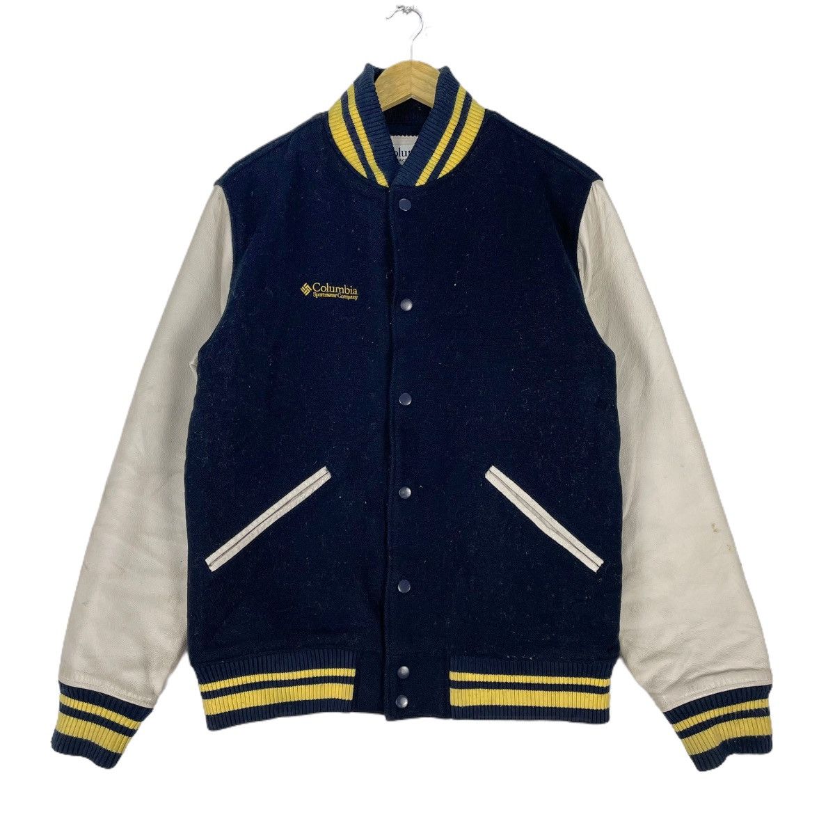 Columbia ❄️COLUMBIA Letterman Varsity Leather Jacket Size US M / EU 48-50 / 2 - 2 Thumbnail