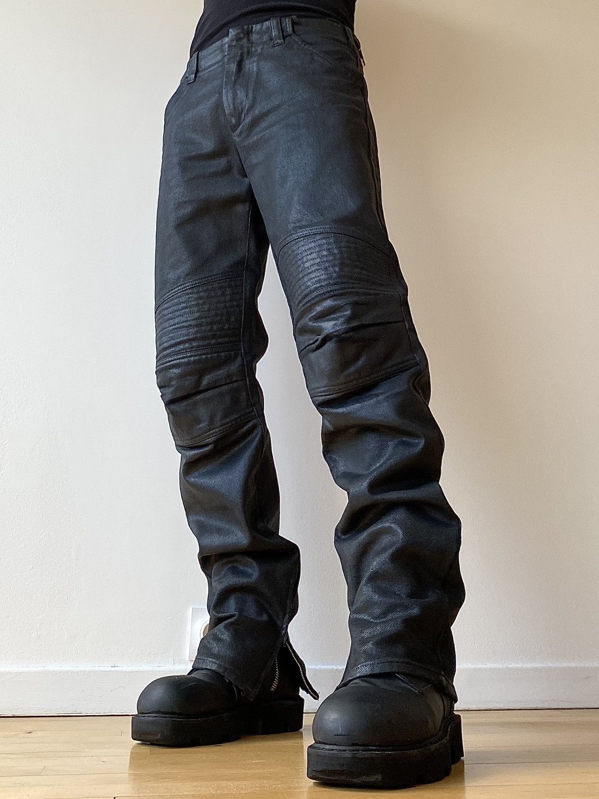 Helmut Lang Helmut Lang F/W 1999 Astro Biker Coated Denim Jeans