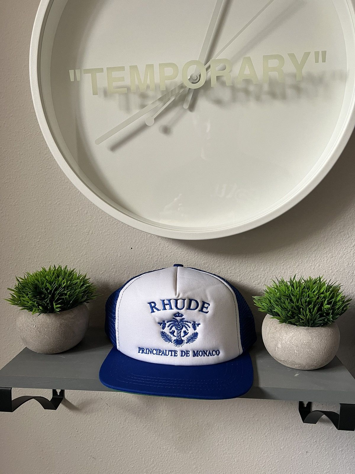 image of Rhude De Monaco Trucker Hat in Blue, Men's