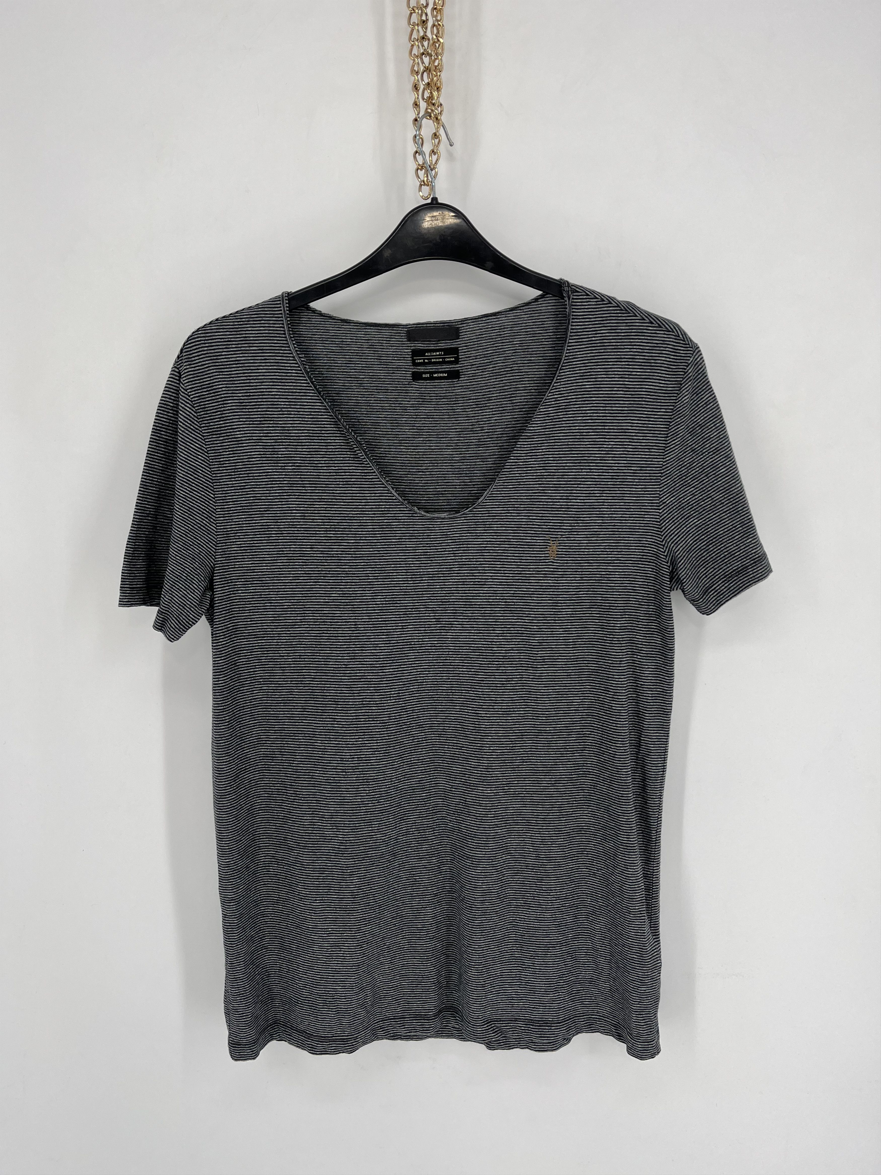 Allsaints AllSaints Men's striped tshirt V-Neckline Size US M / EU 48-50 / 2 - 2 Thumbnail
