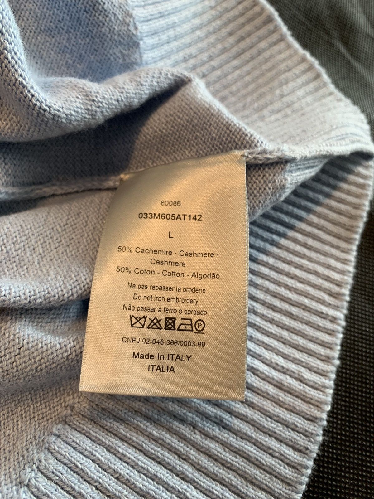 Dior × Jordan Brand (BNWT) Kim Jones “Air Dior” blue cashmere sweater Size US L / EU 52-54 / 3 - 9 Thumbnail