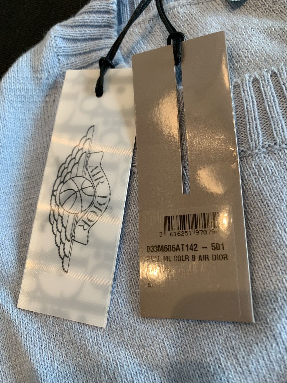 Dior × Jordan Brand (BNWT) Kim Jones “Air Dior” blue cashmere sweater Size US L / EU 52-54 / 3 - 7 Thumbnail