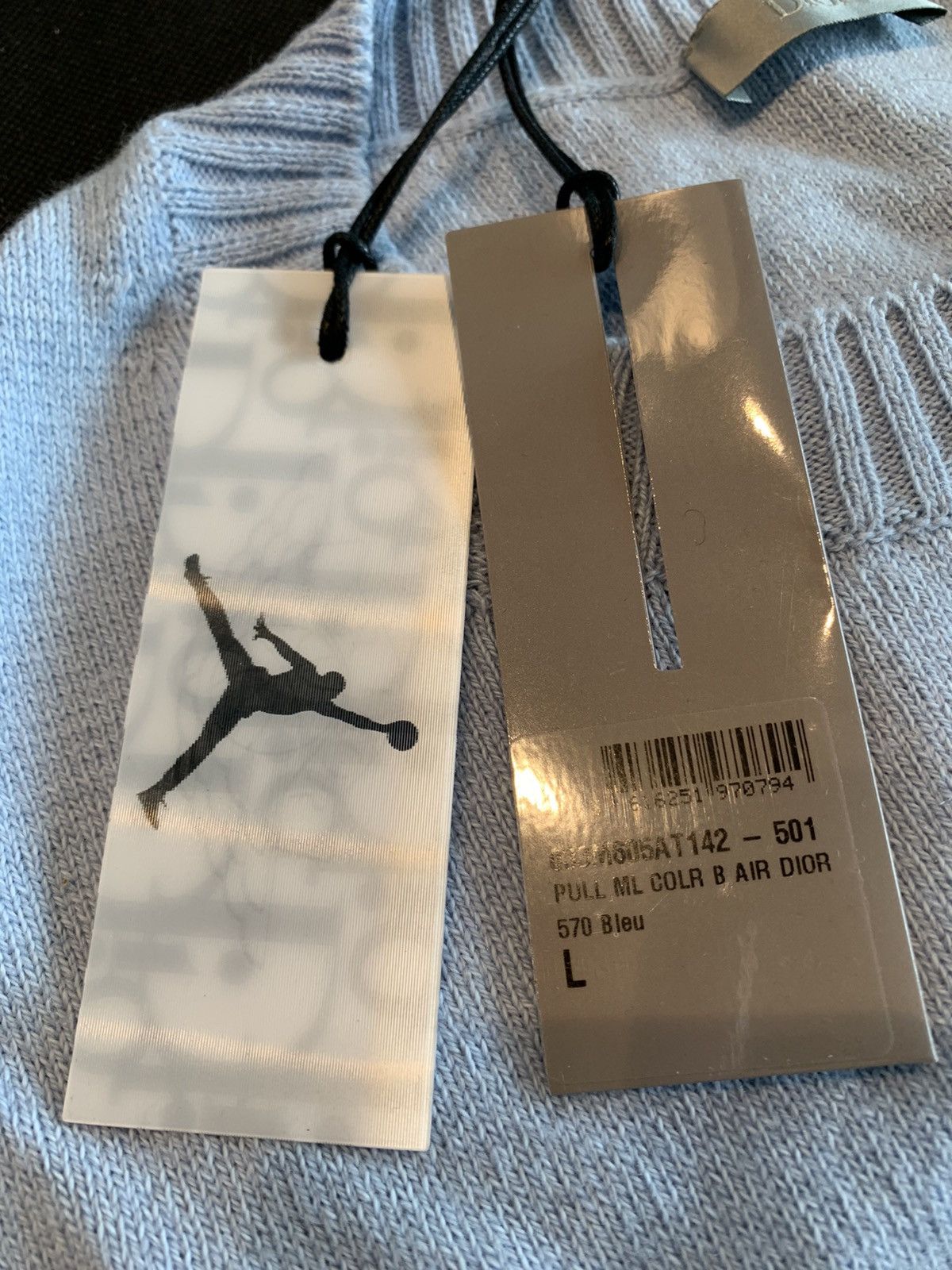 Dior × Jordan Brand (BNWT) Kim Jones “Air Dior” blue cashmere sweater Size US L / EU 52-54 / 3 - 6 Thumbnail