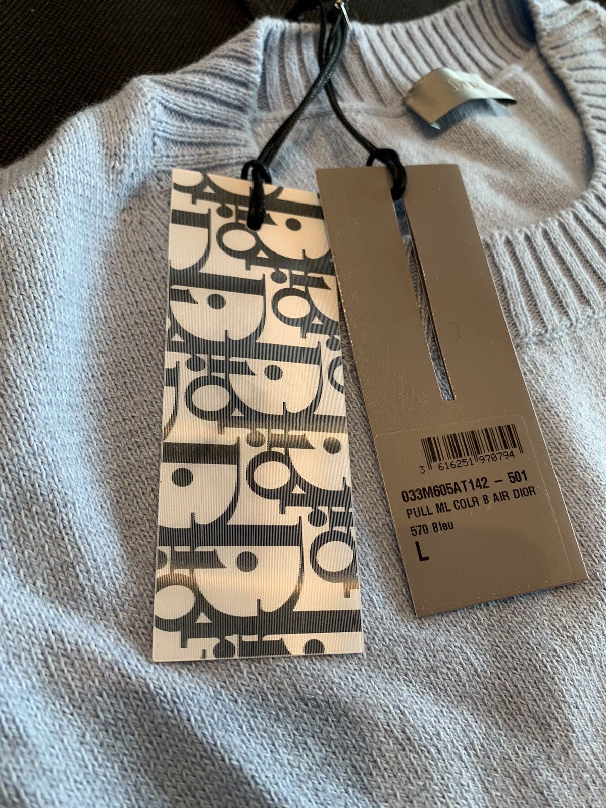 Dior × Jordan Brand (BNWT) Kim Jones “Air Dior” blue cashmere sweater Size US L / EU 52-54 / 3 - 5 Thumbnail