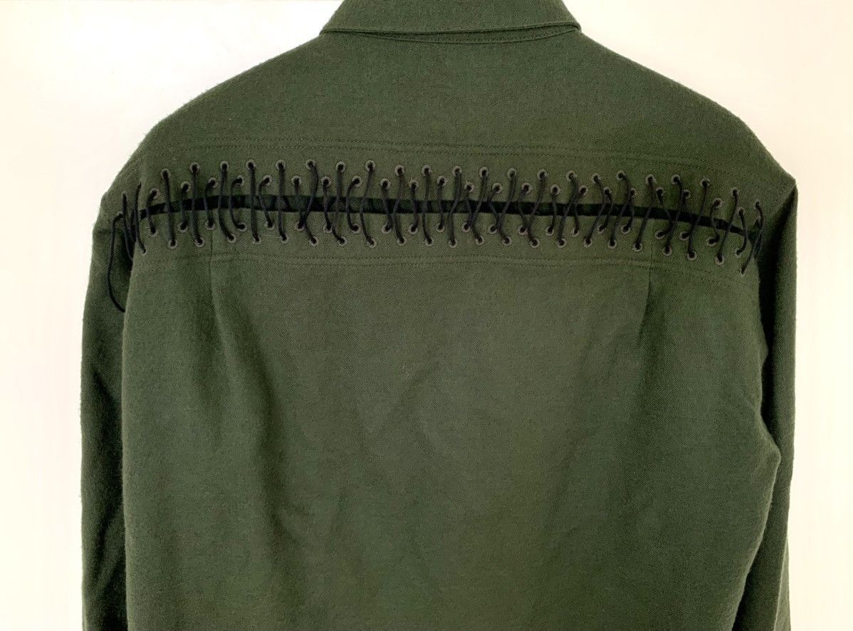 Haider Ackermann RRP$1450 Khaki green laced wool shirt Size US L / EU 52-54 / 3 - 11 Thumbnail