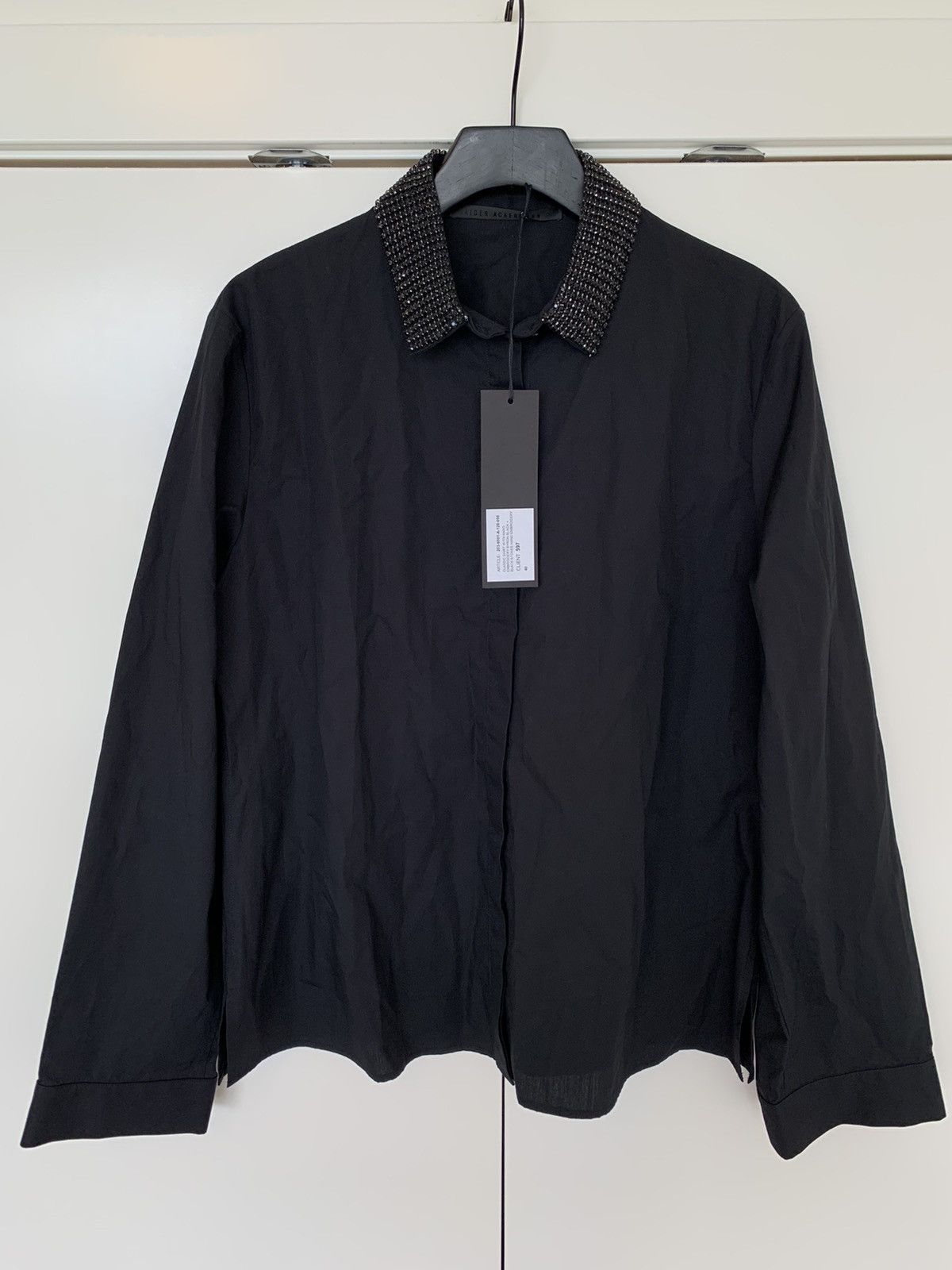 Haider Ackermann (NWT) Rrp$900 Black crystal hand embroidered shirt Size US S / EU 44-46 / 1 - 2 Thumbnail