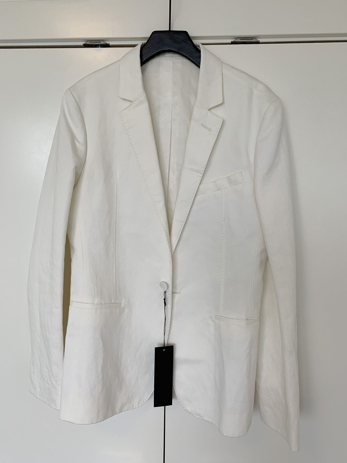 Haider Ackermann RRP$1865 White linen blend tuxedo jacket Size 48R - 2 Thumbnail