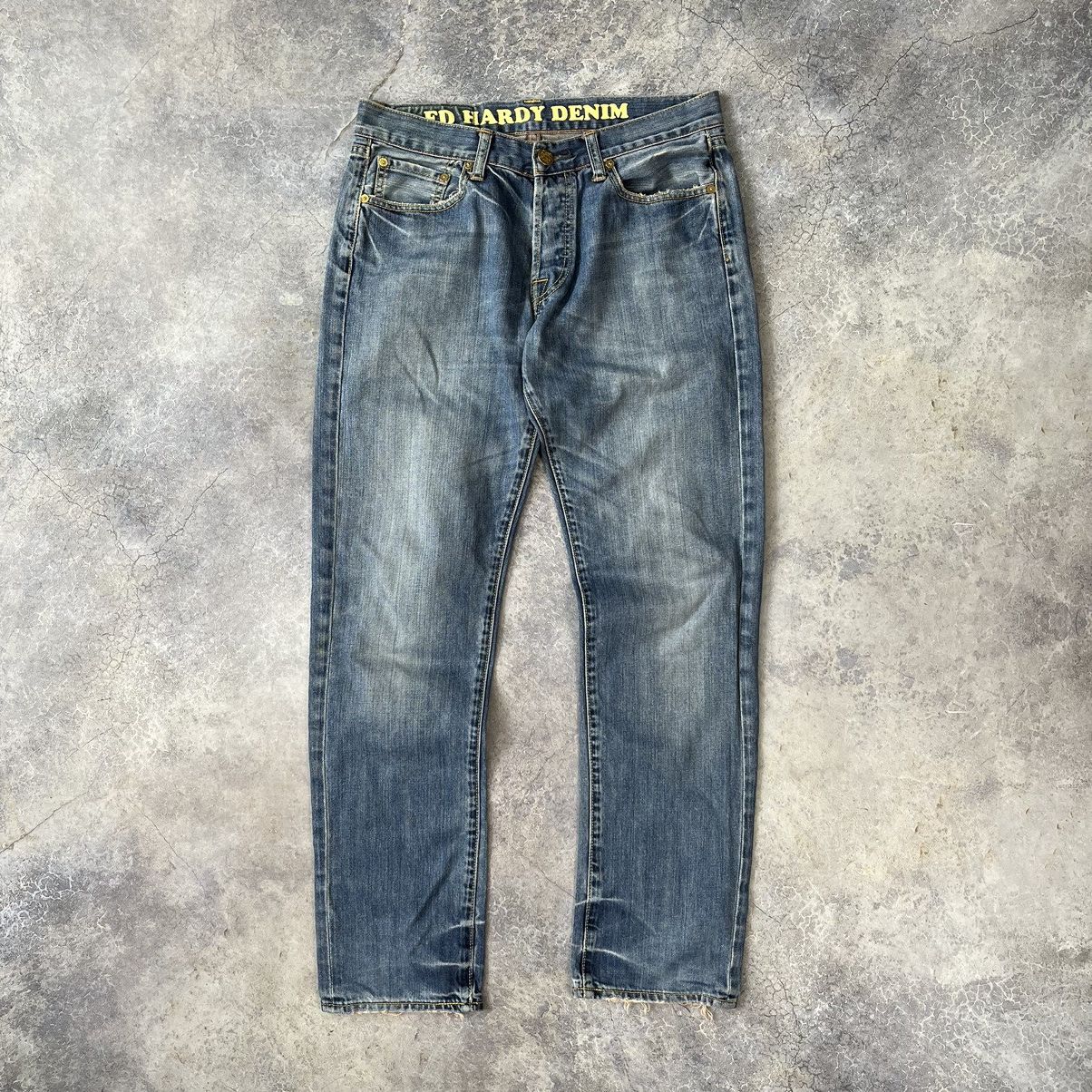 Ed Hardy VINTAGE Y2K ED HARDY CROSS IN MEMORY OF MOTHER JEANS 32x32 Size US 32 / EU 48 - 2 Thumbnail