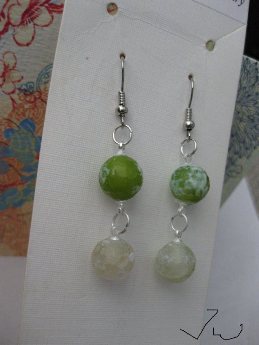 Handmade Agate Beads Stainless Steel Dangle Earrings Size ONE SIZE - 2 Thumbnail