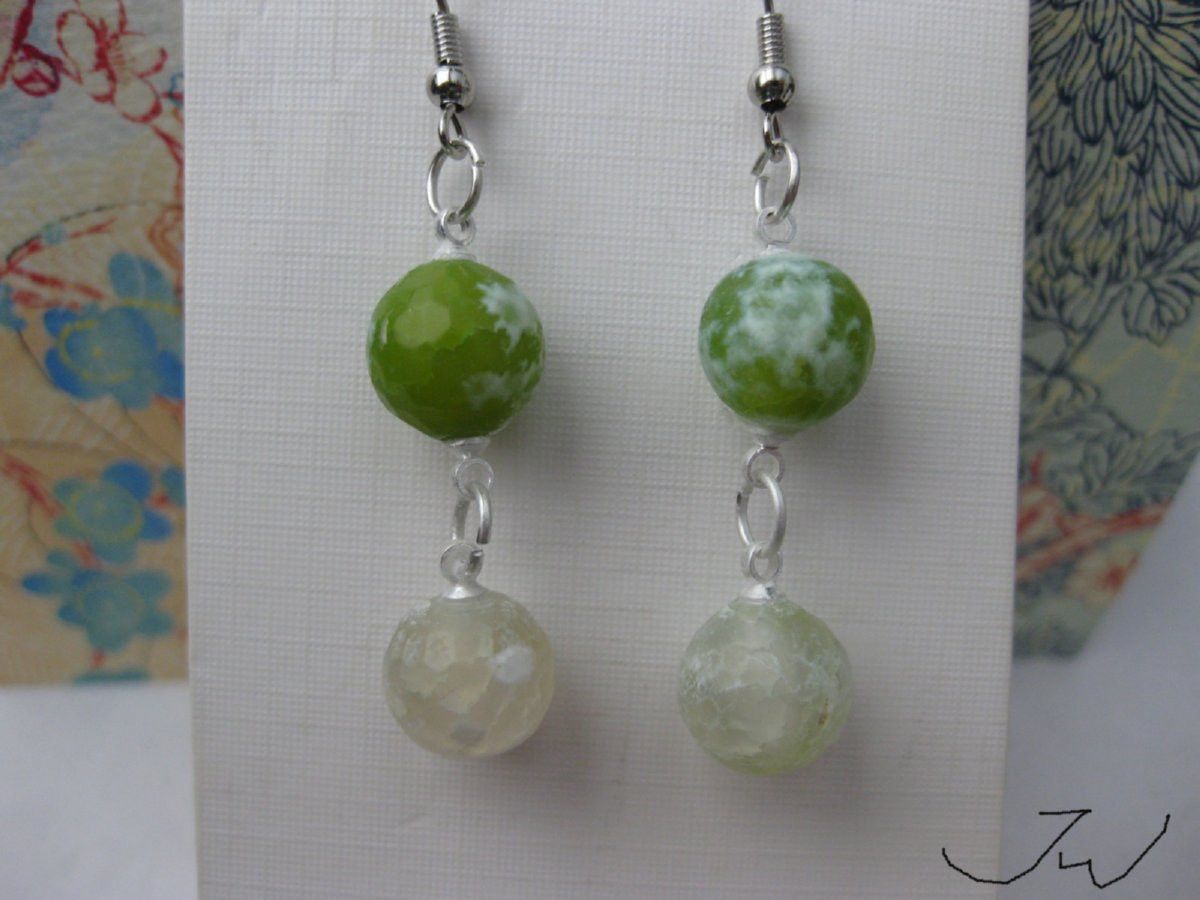 Handmade Agate Beads Stainless Steel Dangle Earrings Size ONE SIZE - 4 Thumbnail