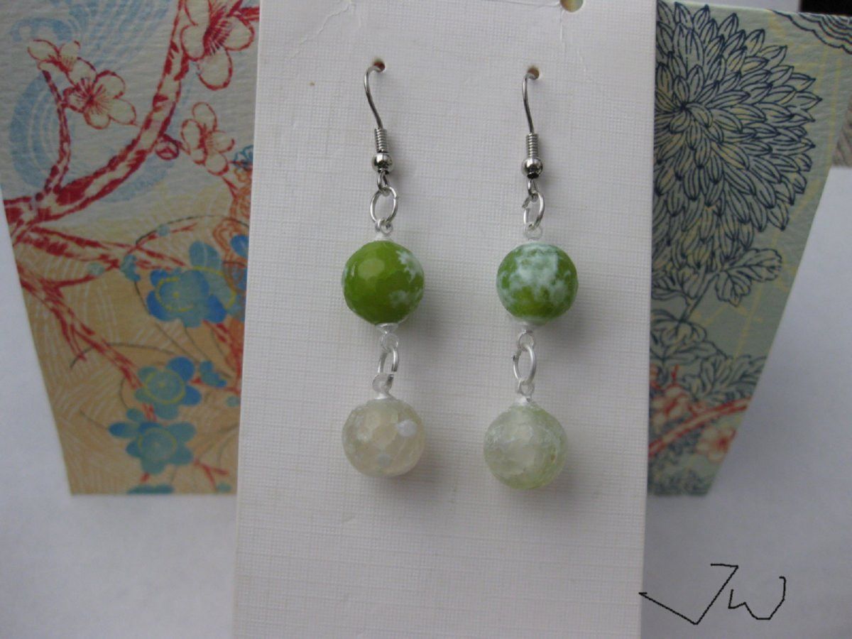 Handmade Agate Beads Stainless Steel Dangle Earrings Size ONE SIZE - 1 Thumbnail