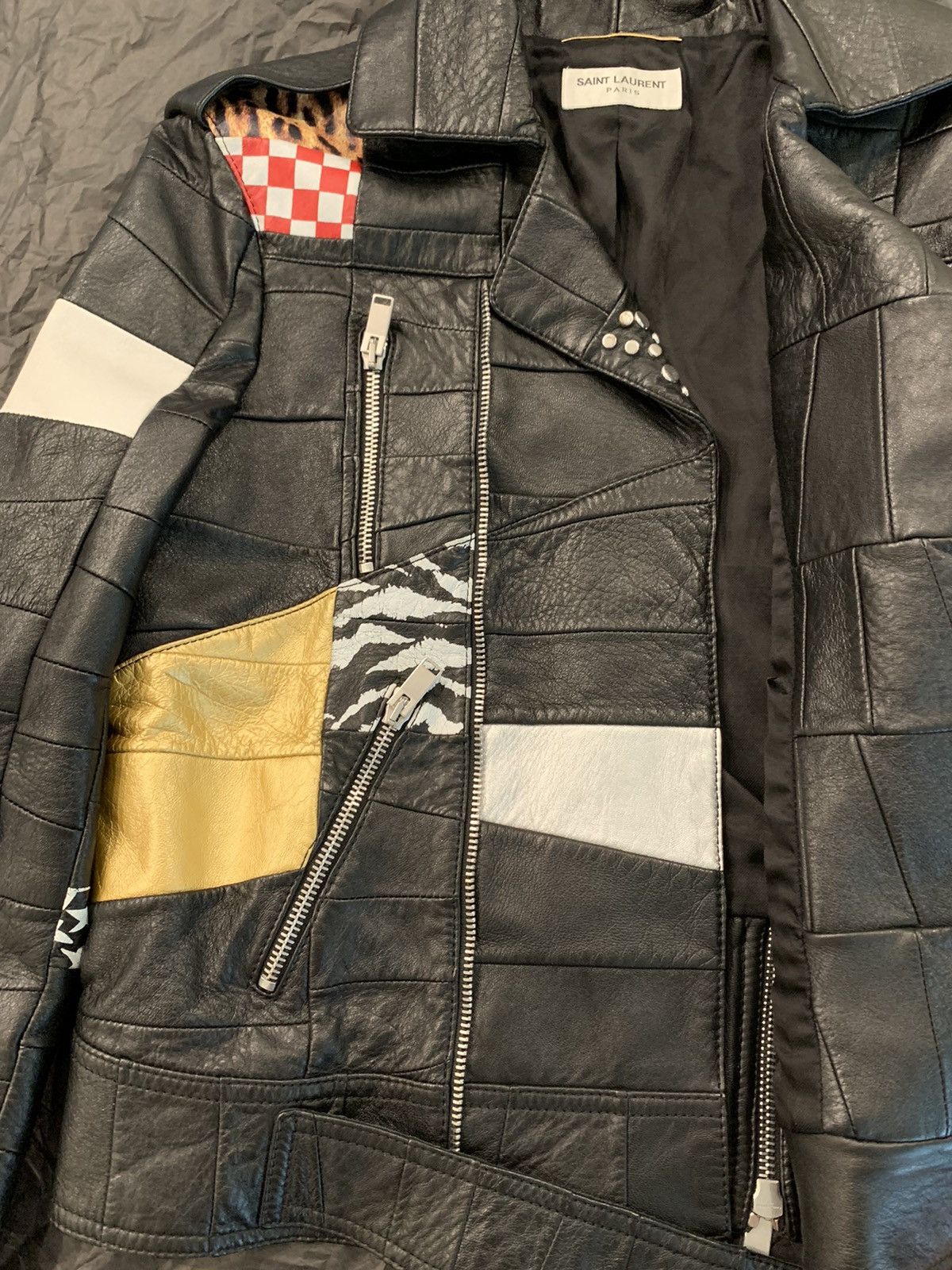Hedi Slimane × Saint Laurent Paris New / SS’16 “Surf Sound” Patchwork Python Leather Jacket Size US XS / EU 42 / 0 - 5 Thumbnail