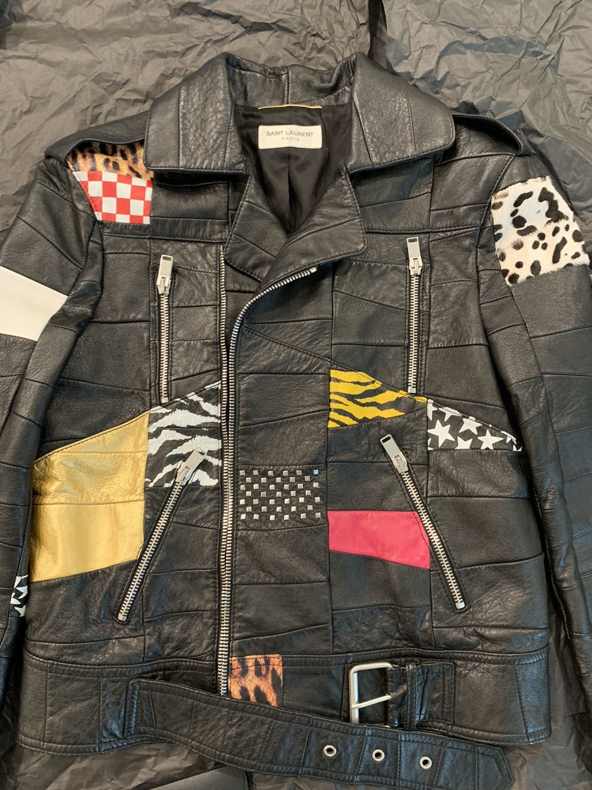 Hedi Slimane × Saint Laurent Paris New / SS’16 “Surf Sound” Patchwork Python Leather Jacket Size US XS / EU 42 / 0 - 4 Thumbnail