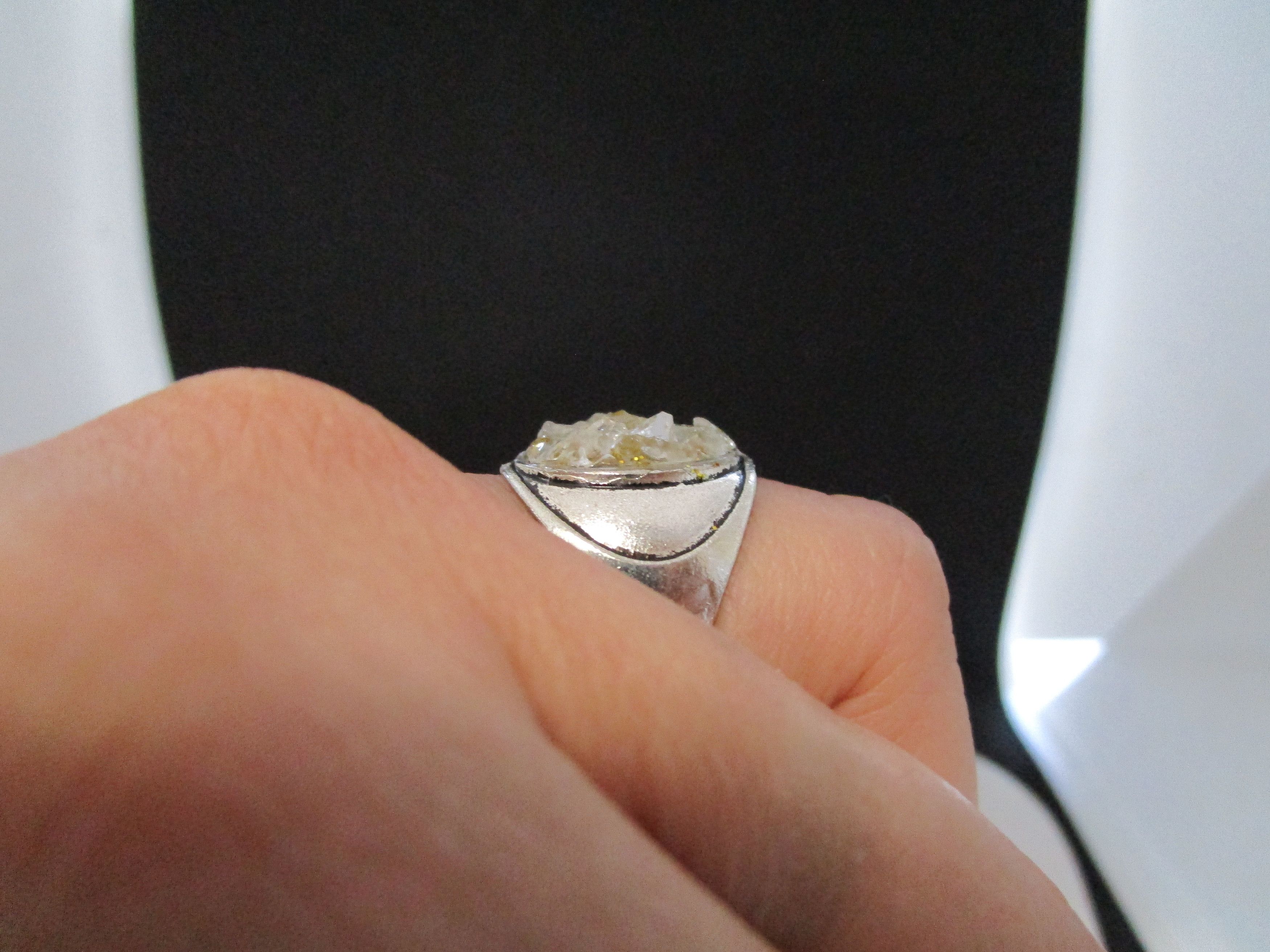 Handmade Golden Sand Crystal Tibetan Silver Ring - Size 7.25 Size ONE SIZE - 4 Thumbnail