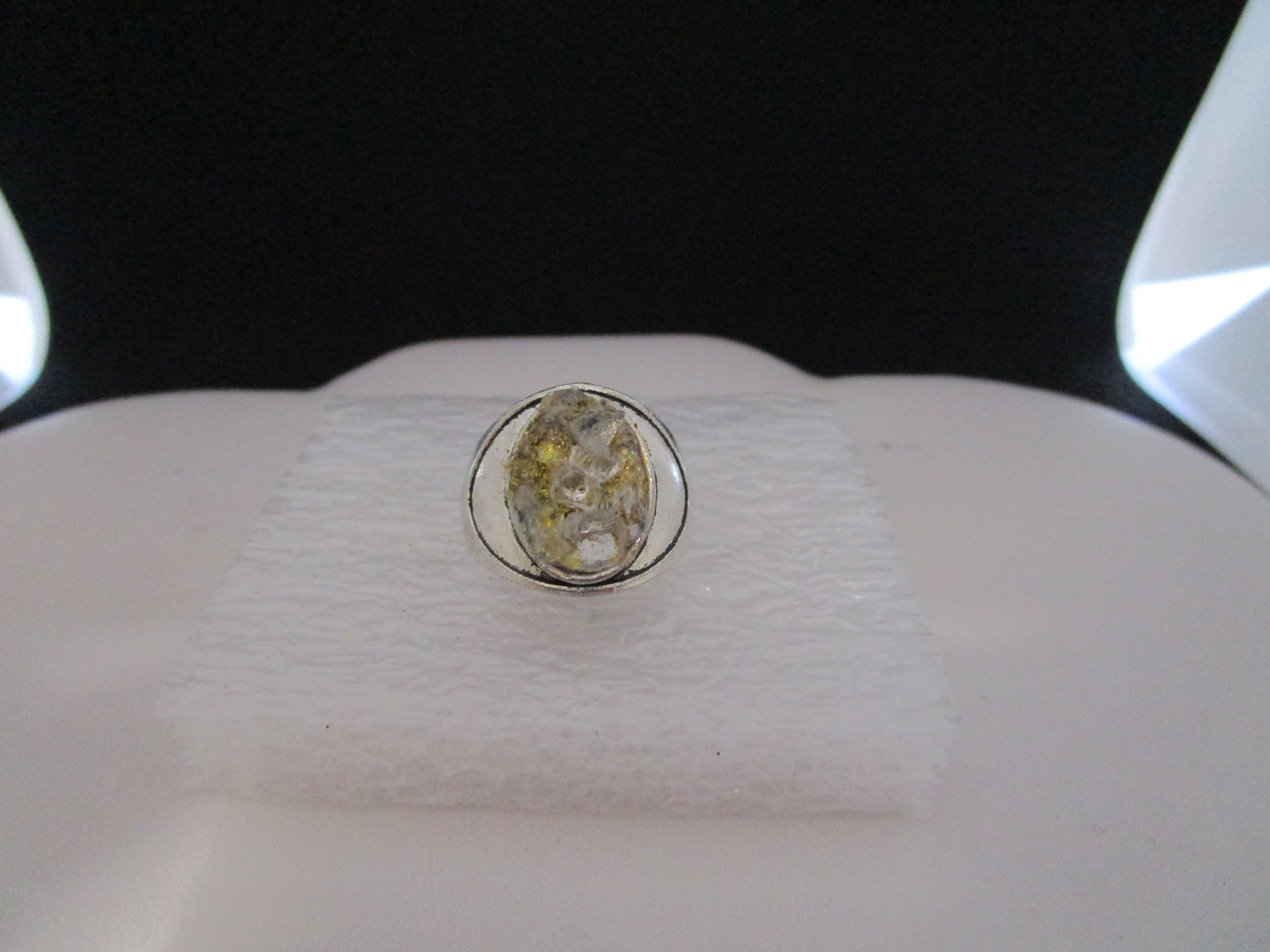 Handmade Golden Sand Crystal Tibetan Silver Ring - Size 7.25 Size ONE SIZE - 1 Thumbnail