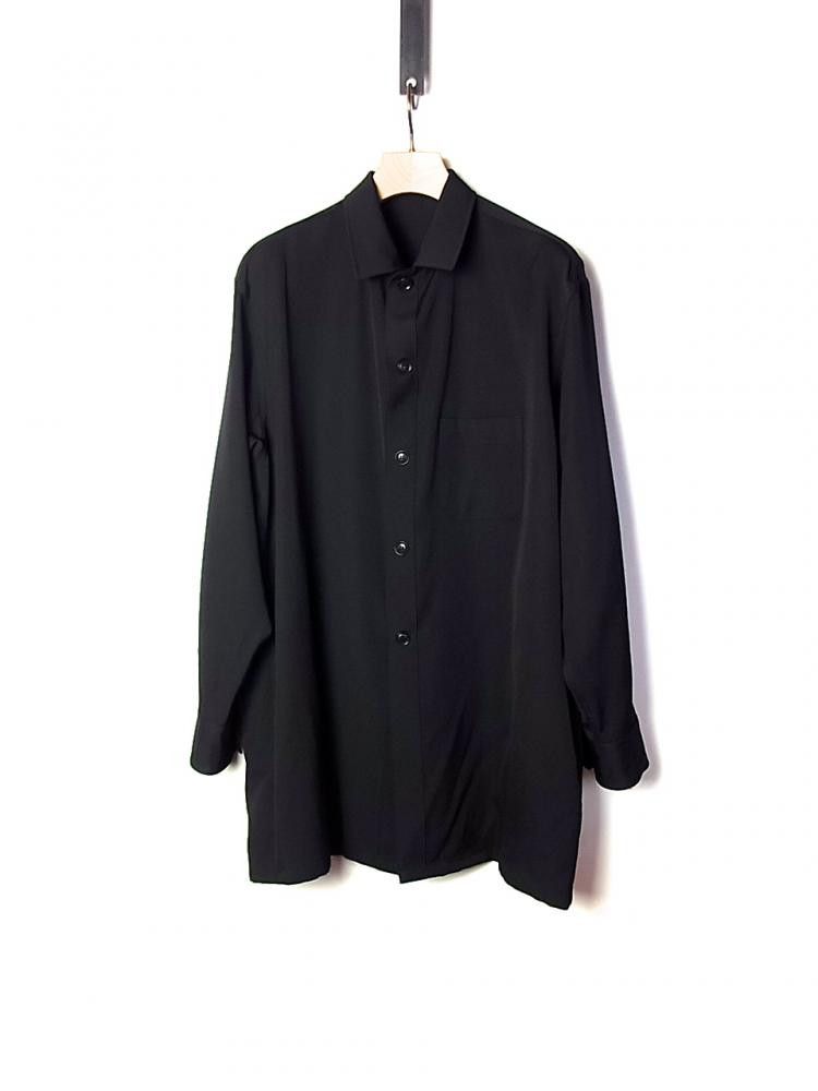image of Yohji Yamamoto Pour Homme Ss’16 Oversized Wool Gabardine Shirt Jacket in Black, Men's (Size Medium)
